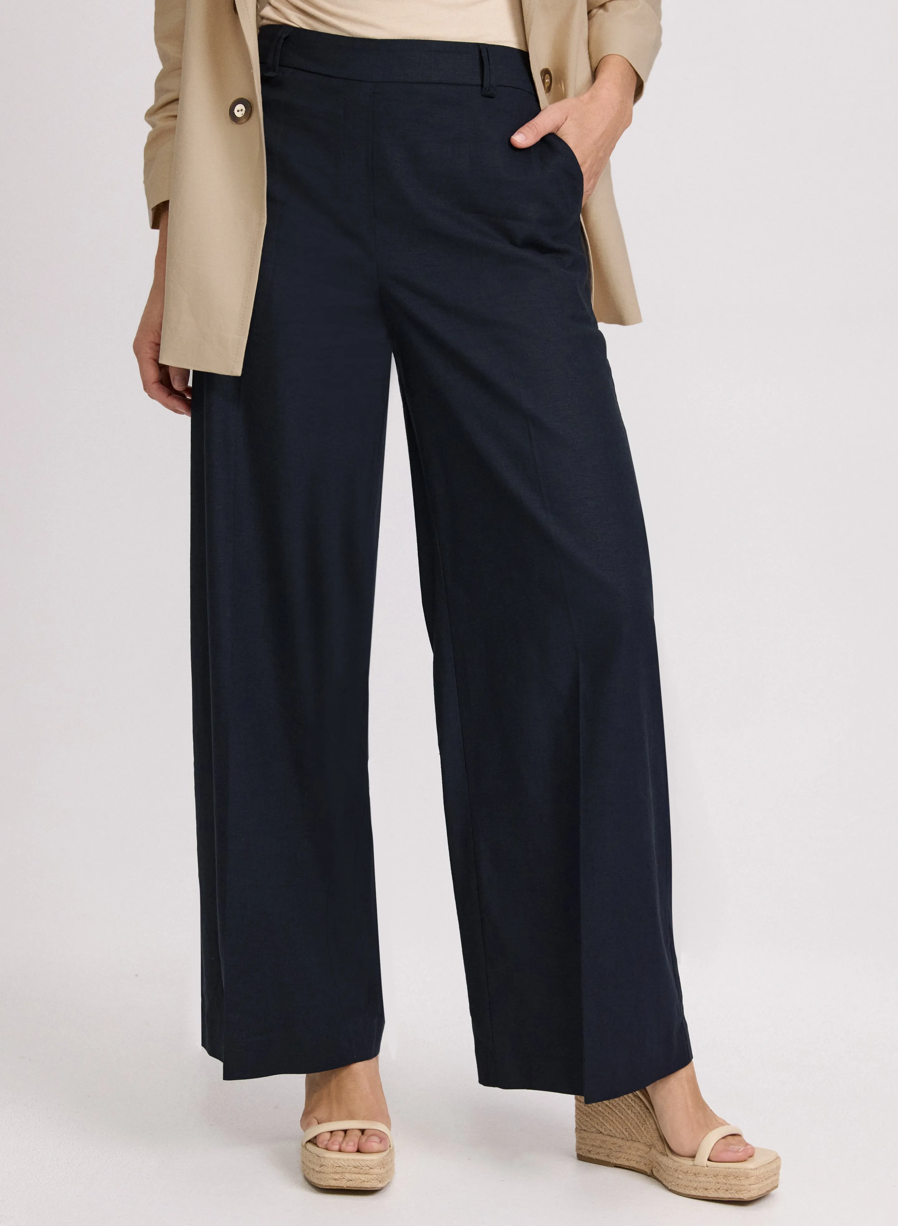Laura Olivia Linen-Blend Wide-Leg Pants Laura Olivia Linen-Blend Wide-Leg Pants - Image 1