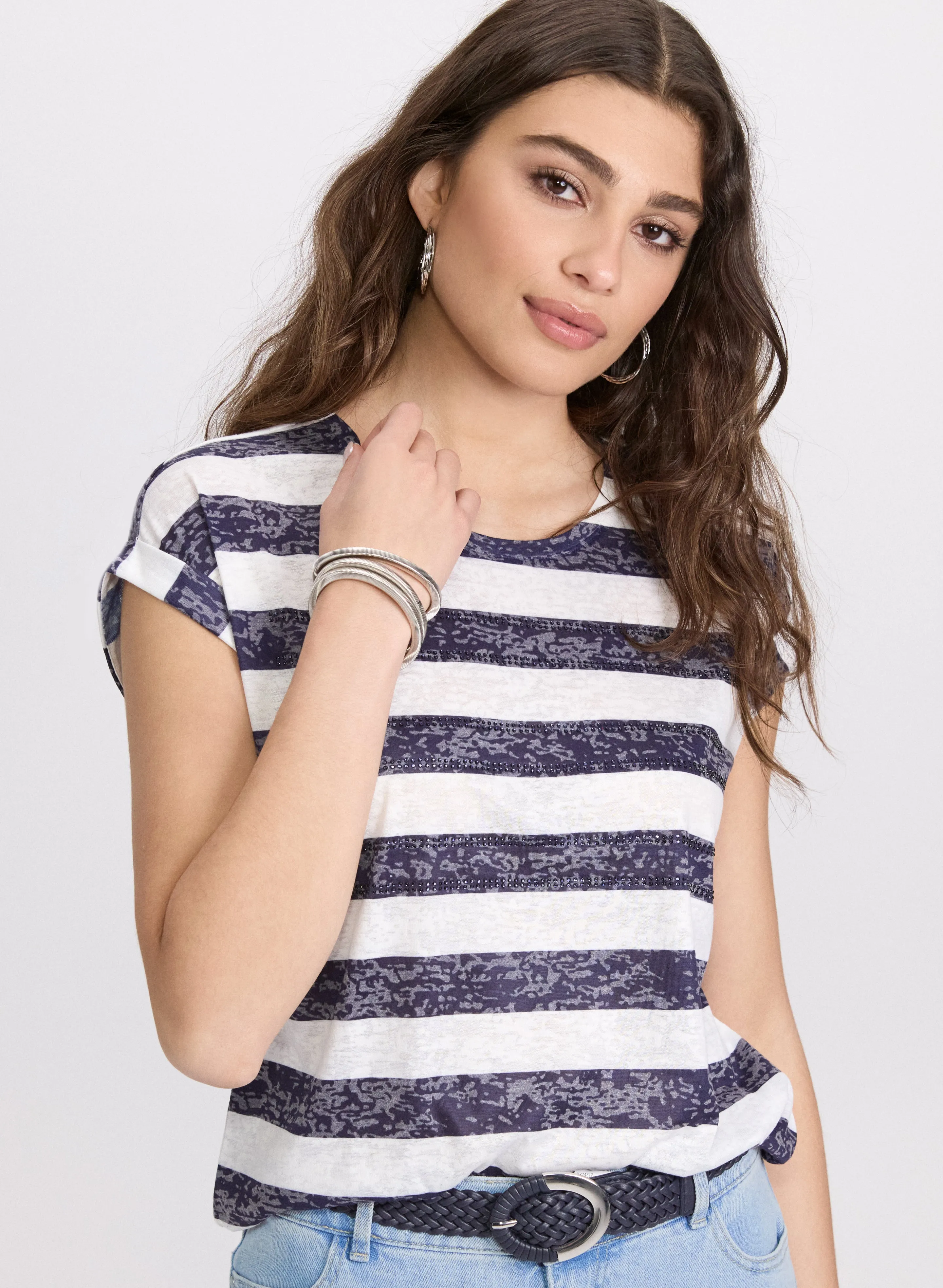 Laura Stripe Burnout T-Shirt Laura Stripe Burnout T-Shirt - Image 1