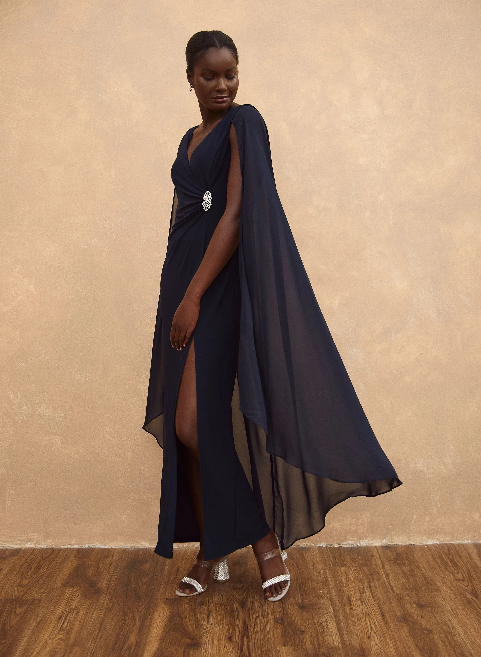 Laura Faux Wrap Cape Dress Laura Faux Wrap Cape Dress - Image 1