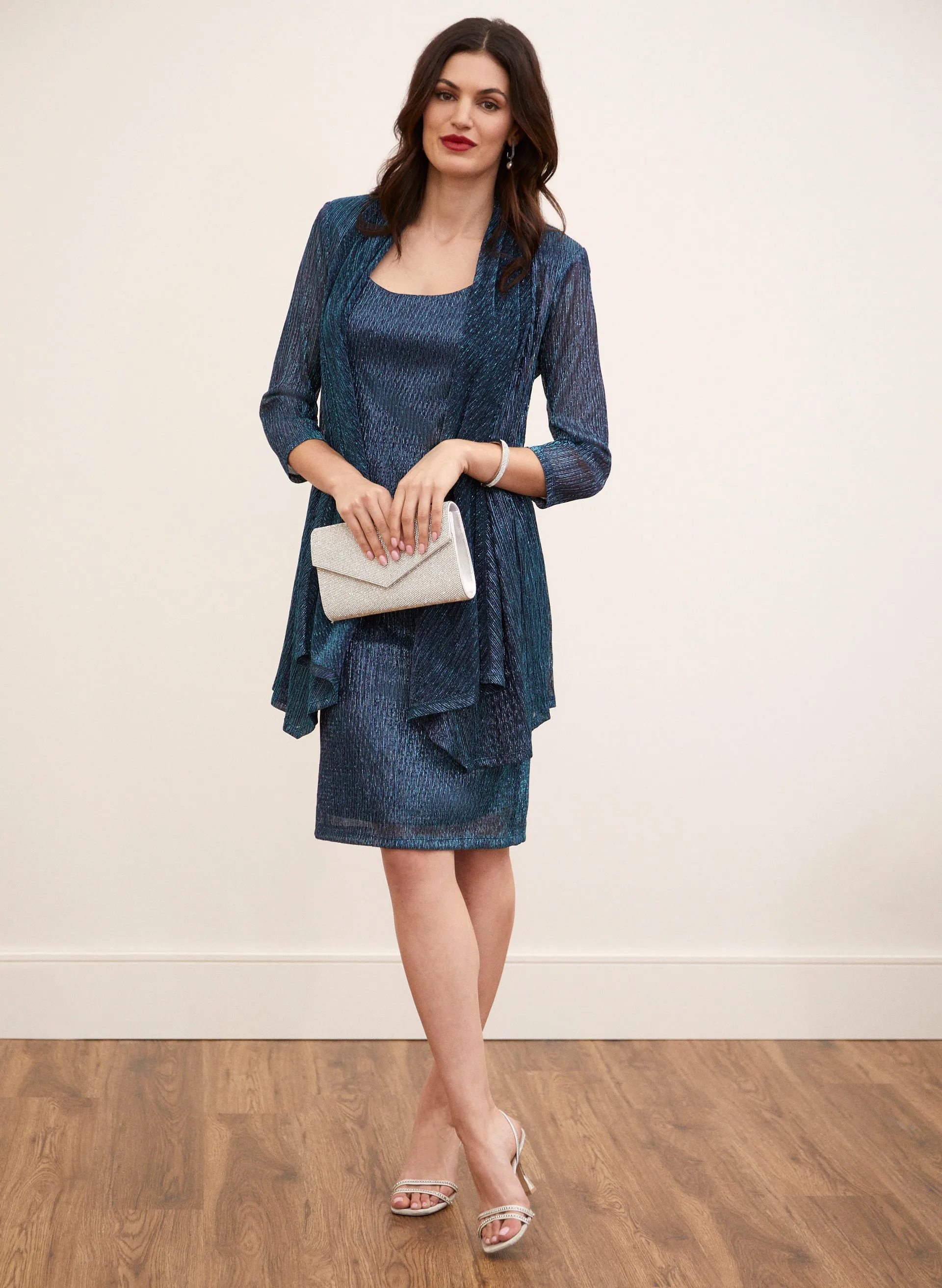 Laura Metallic Plisse Dress & Jacket Set Laura Metallic Plisse Dress & Jacket Set - Image 1