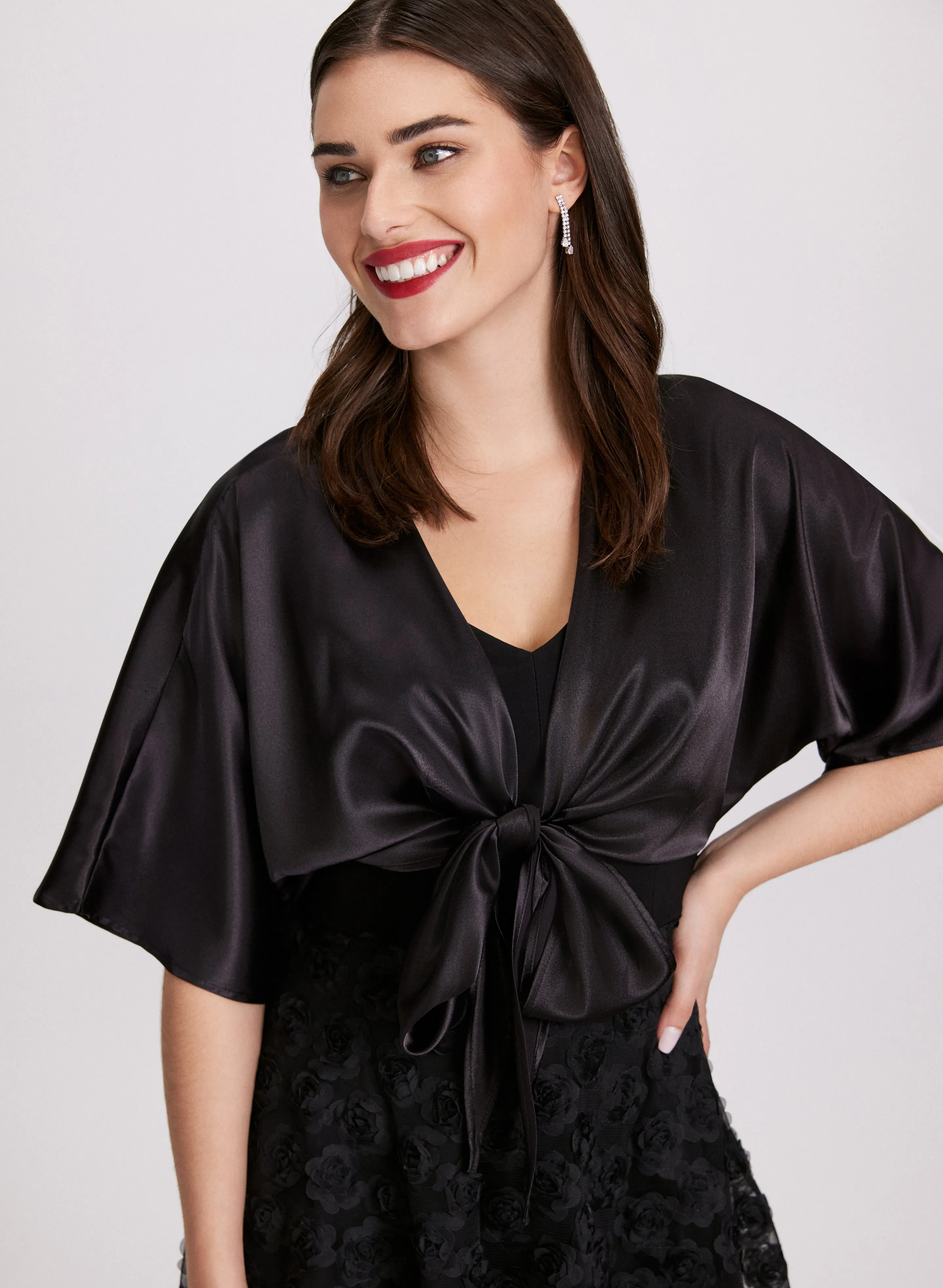 Laura Tie-Front Satin Bolero Laura Tie-Front Satin Bolero - Image 1
