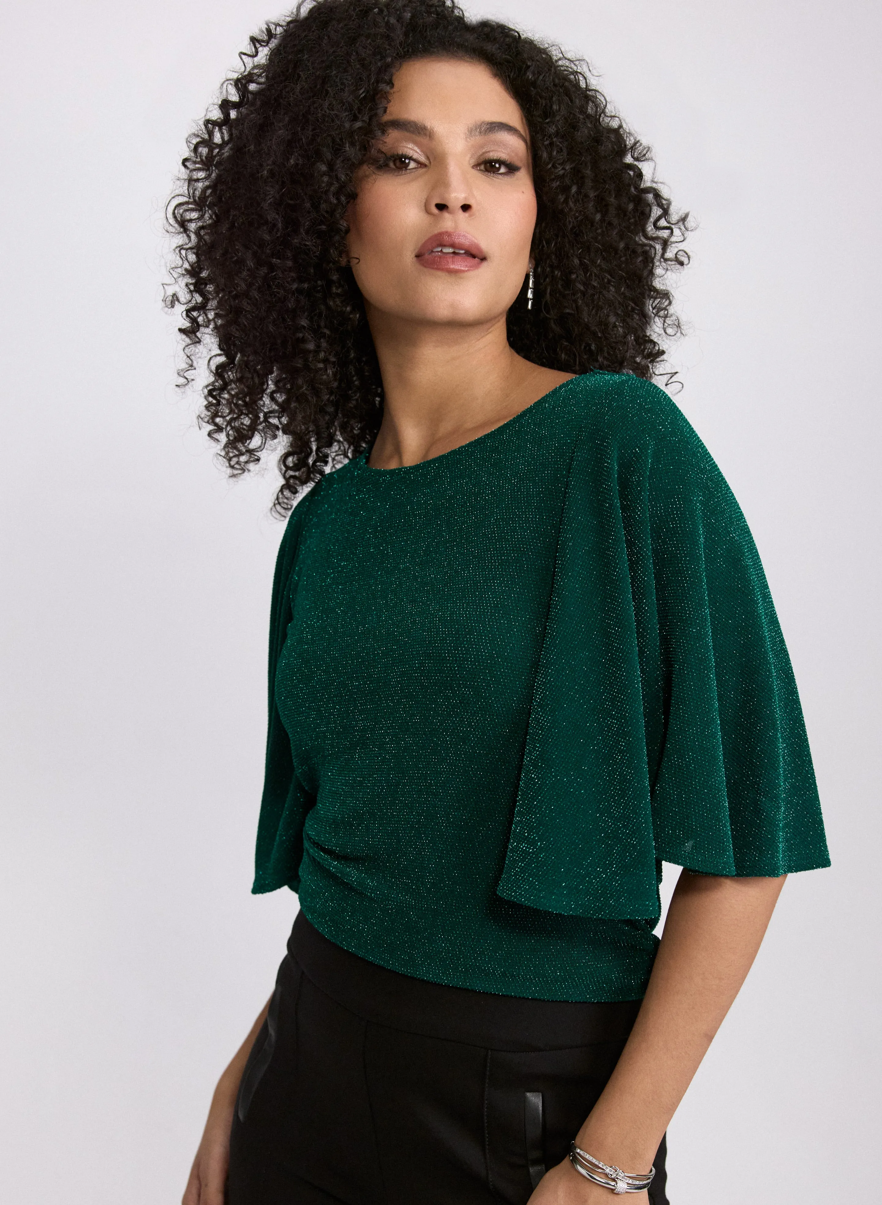 Laura Glitter Elbow Sleeve Top Laura Glitter Elbow Sleeve Top - Image 1