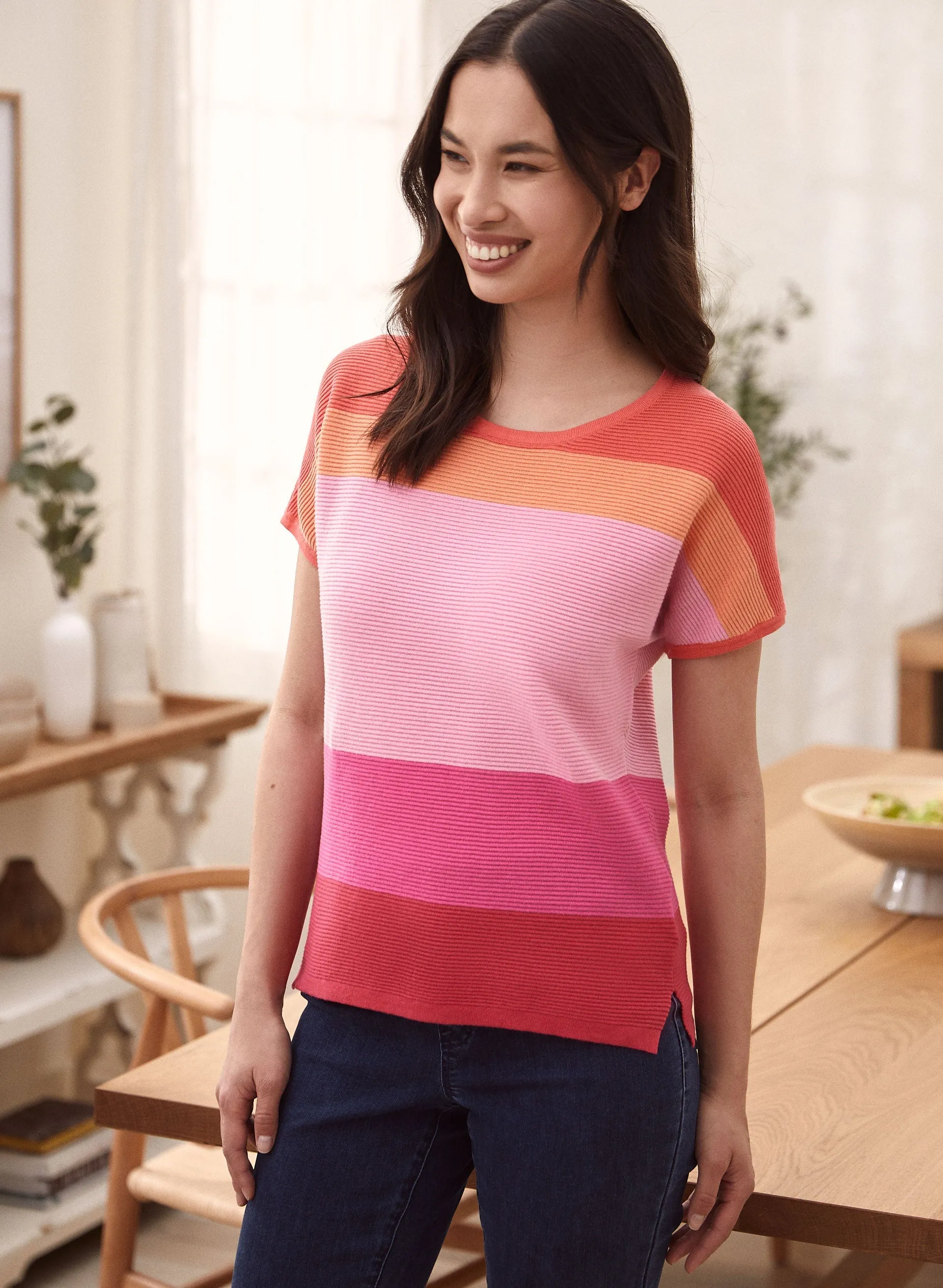 Laura Colour Block Short Sleeve Sweater Laura Colour Block Short Sleeve Sweater - Image 1