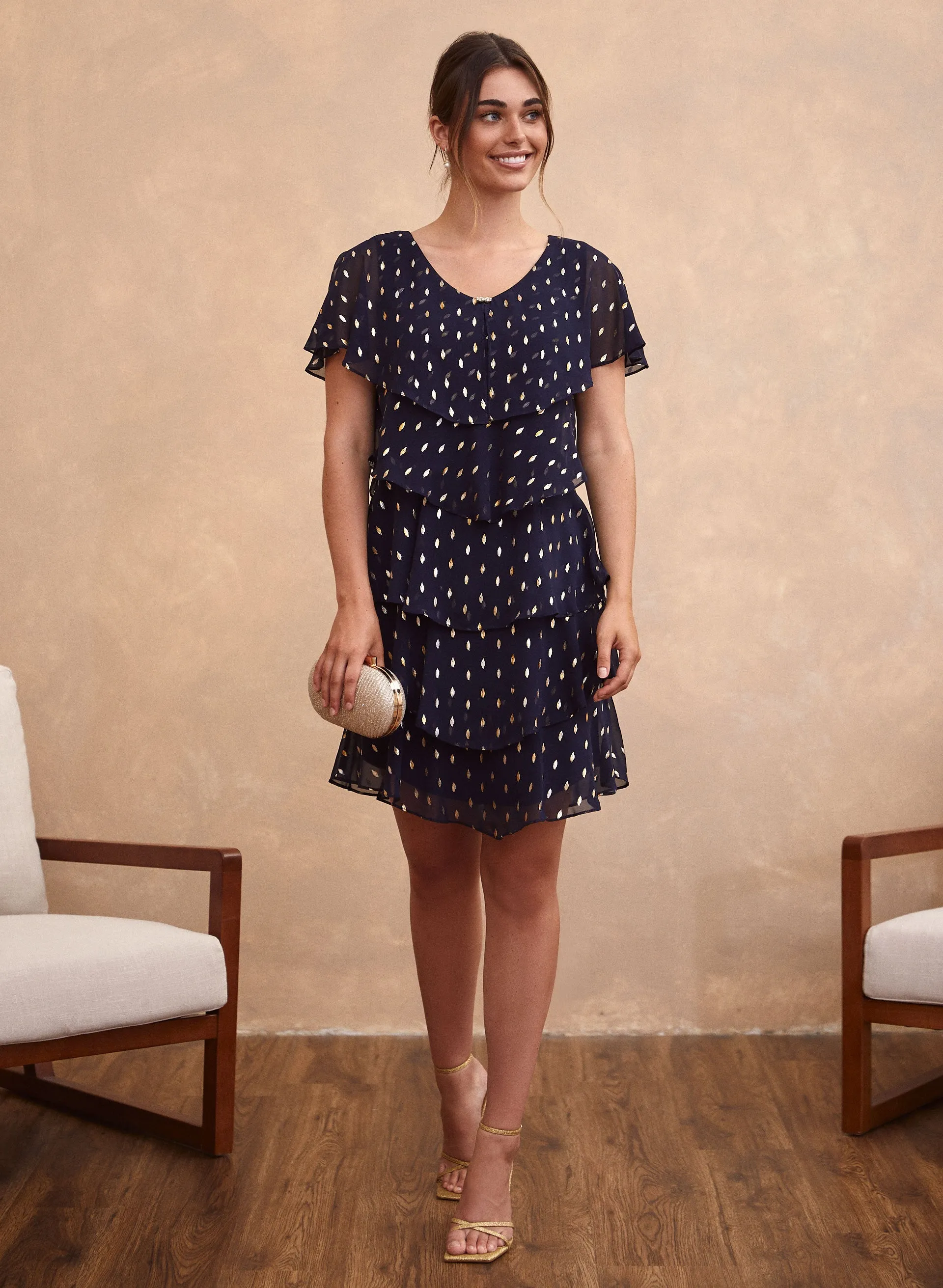 Laura Metallic Dot Tiered Ruffle Dress Laura Metallic Dot Tiered Ruffle Dress - Image 1