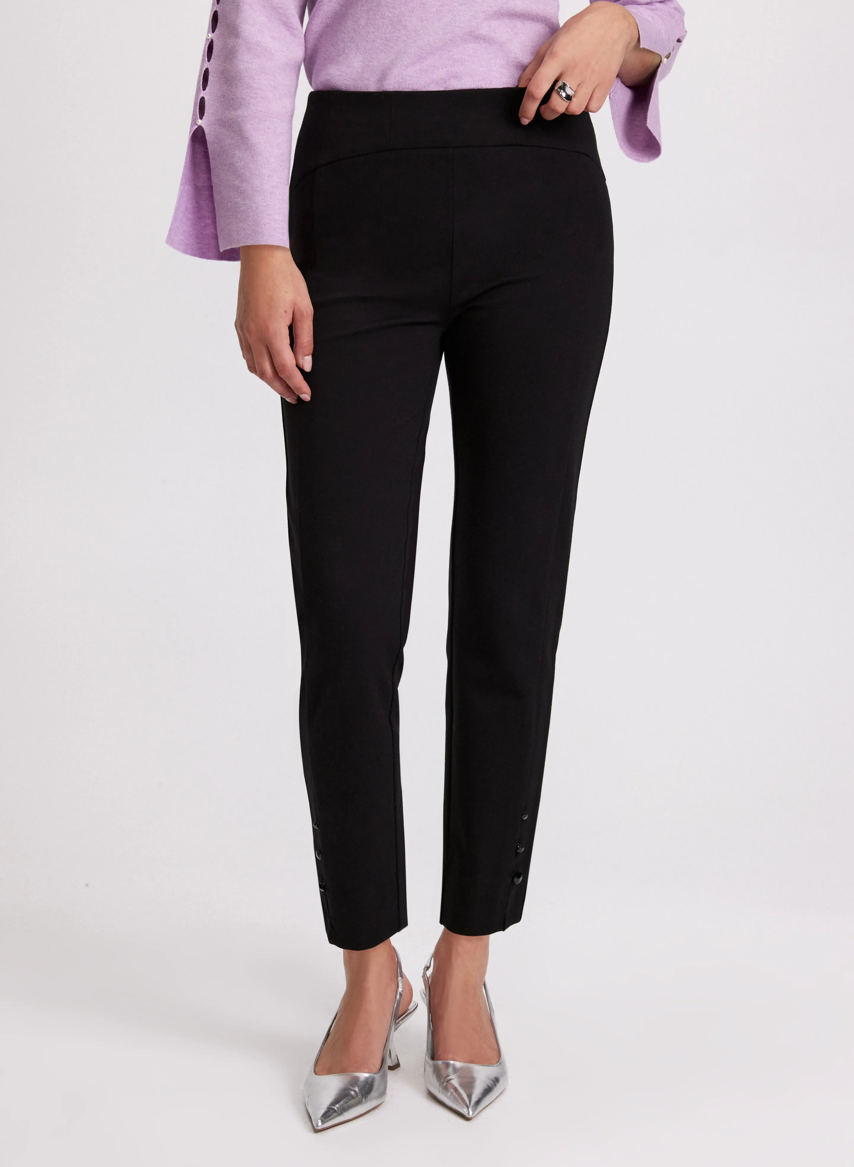 Laura Sofia Studded Hem Slim-Leg Pants - Short Laura Sofia Studded Hem Slim-Leg Pants - Short - Image 1