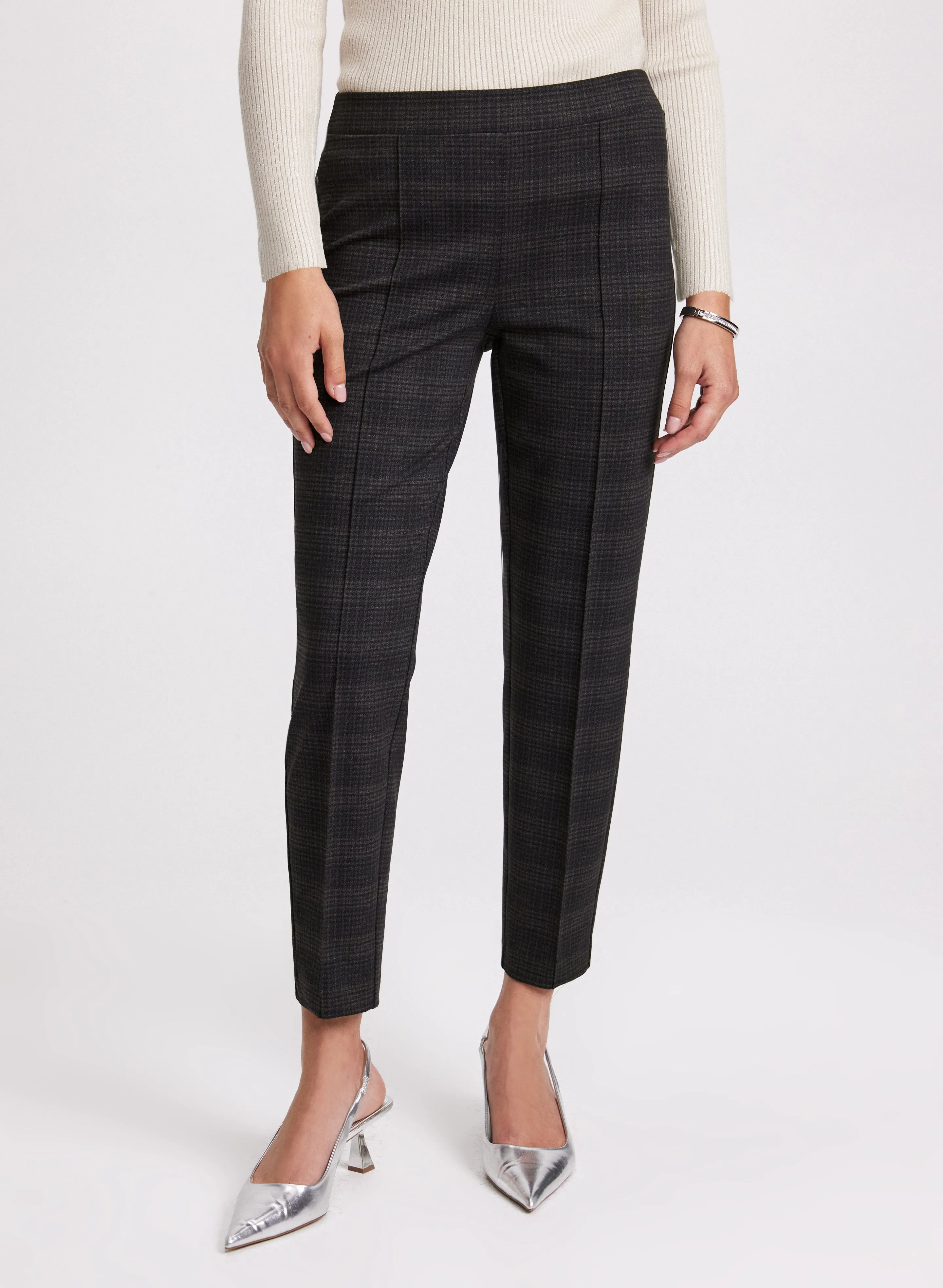 Laura Sofia Plaid Print Slim-Leg Pants - Short Laura Sofia Plaid Print Slim-Leg Pants - Short - Image 1