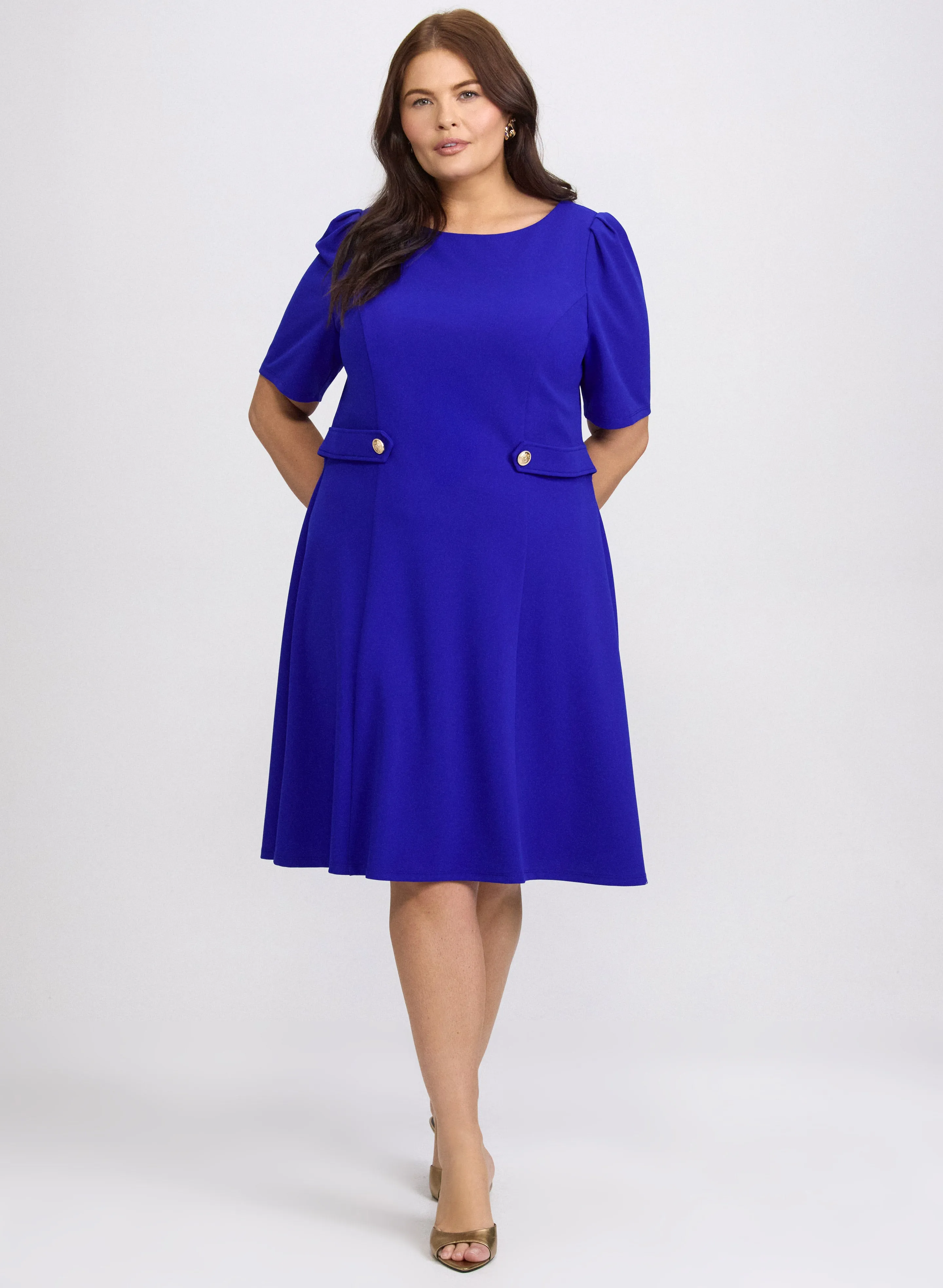 Laura Buttoned-Tab Detail Dress Laura Buttoned-Tab Detail Dress - Image 1