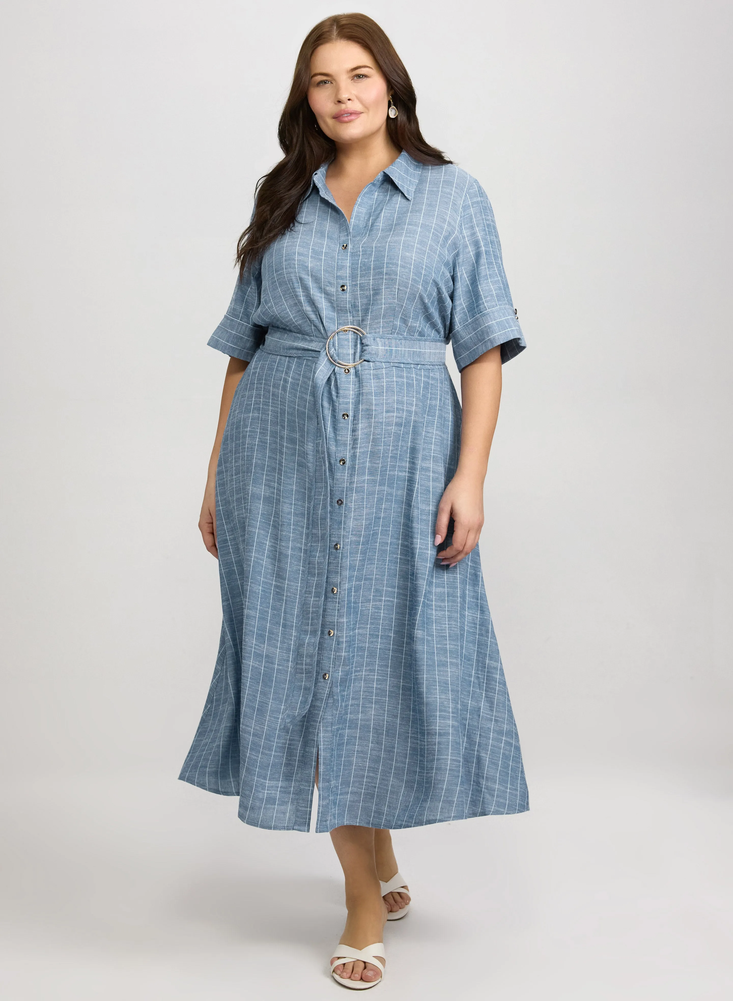 Laura Striped Linen-Blend Shirt Dress Laura Striped Linen-Blend Shirt Dress - Image 1