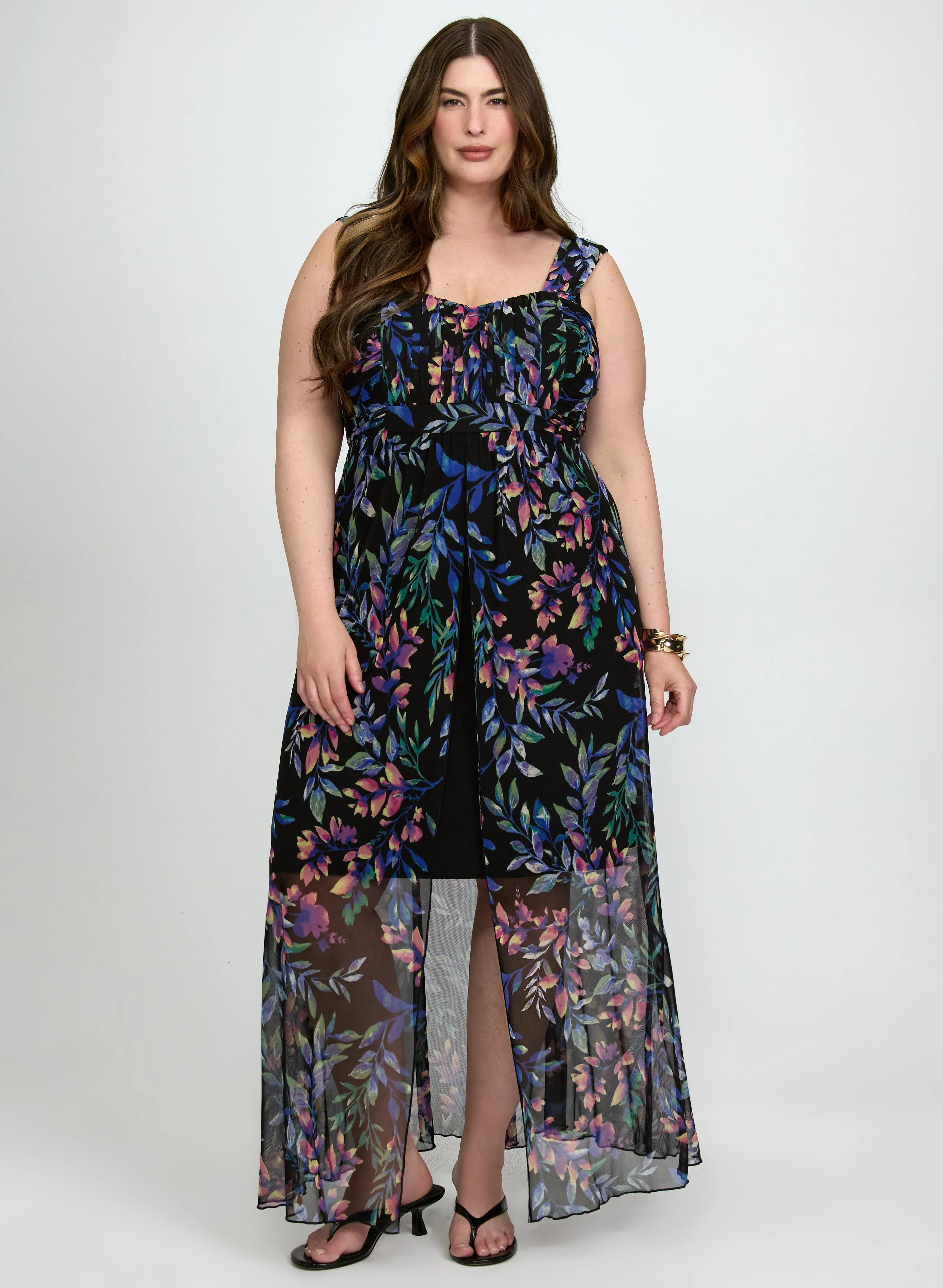 Laura Floral Mesh Overlay Dress Laura Floral Mesh Overlay Dress - Image 1