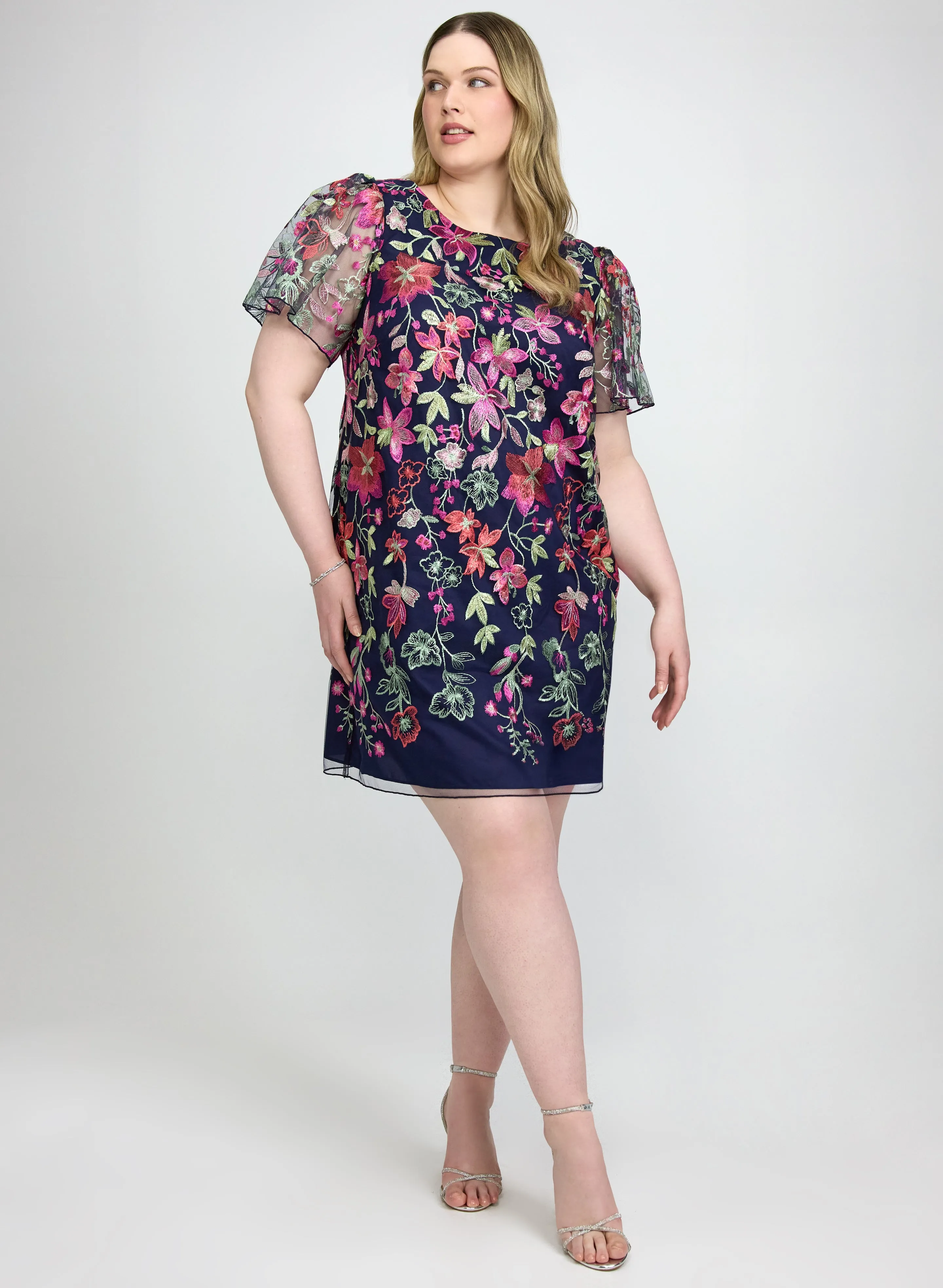 Laura Floral Embroidered Mesh Dress Laura Floral Embroidered Mesh Dress - Image 1