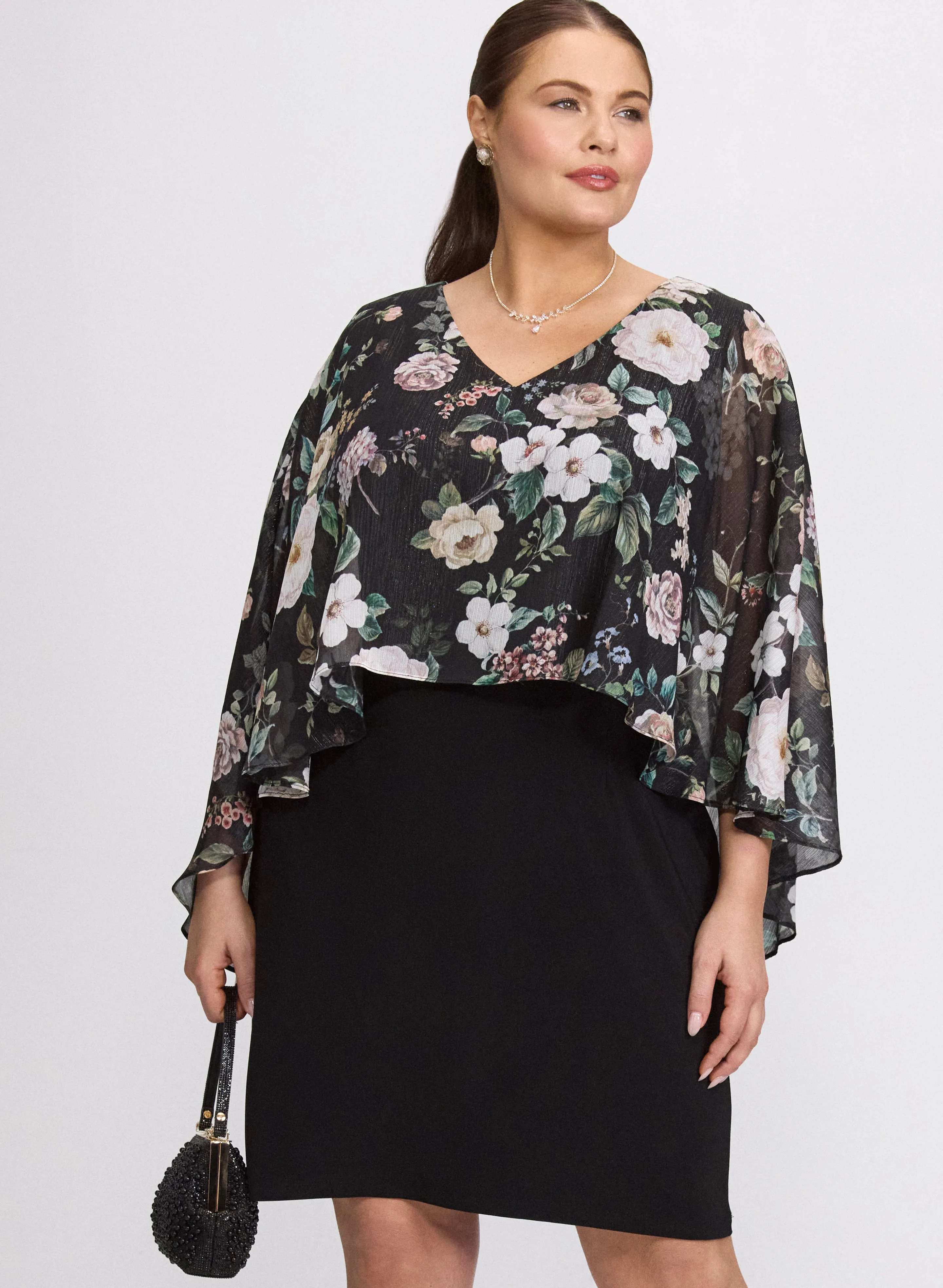 Laura Floral Capelet Overlay Dress Laura Floral Capelet Overlay Dress - Image 1