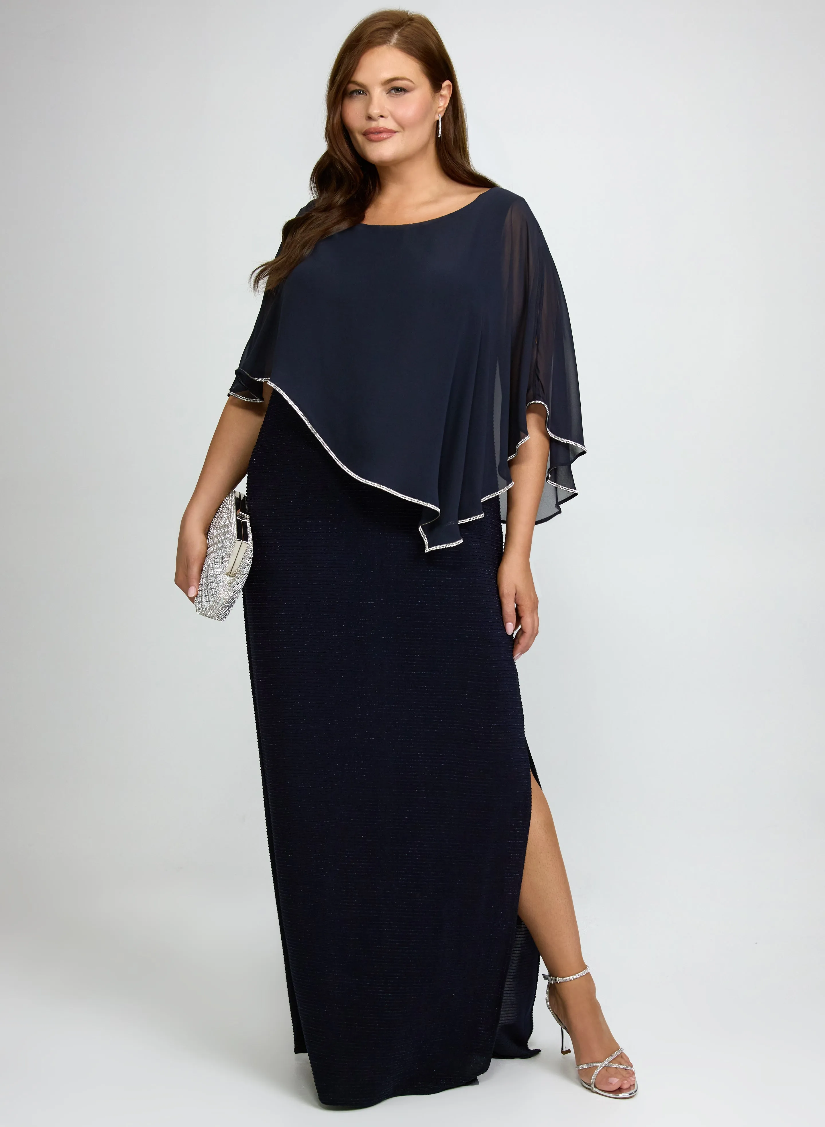 Laura Rhinestone Trim Capelet Dress Laura Rhinestone Trim Capelet Dress - Image 1