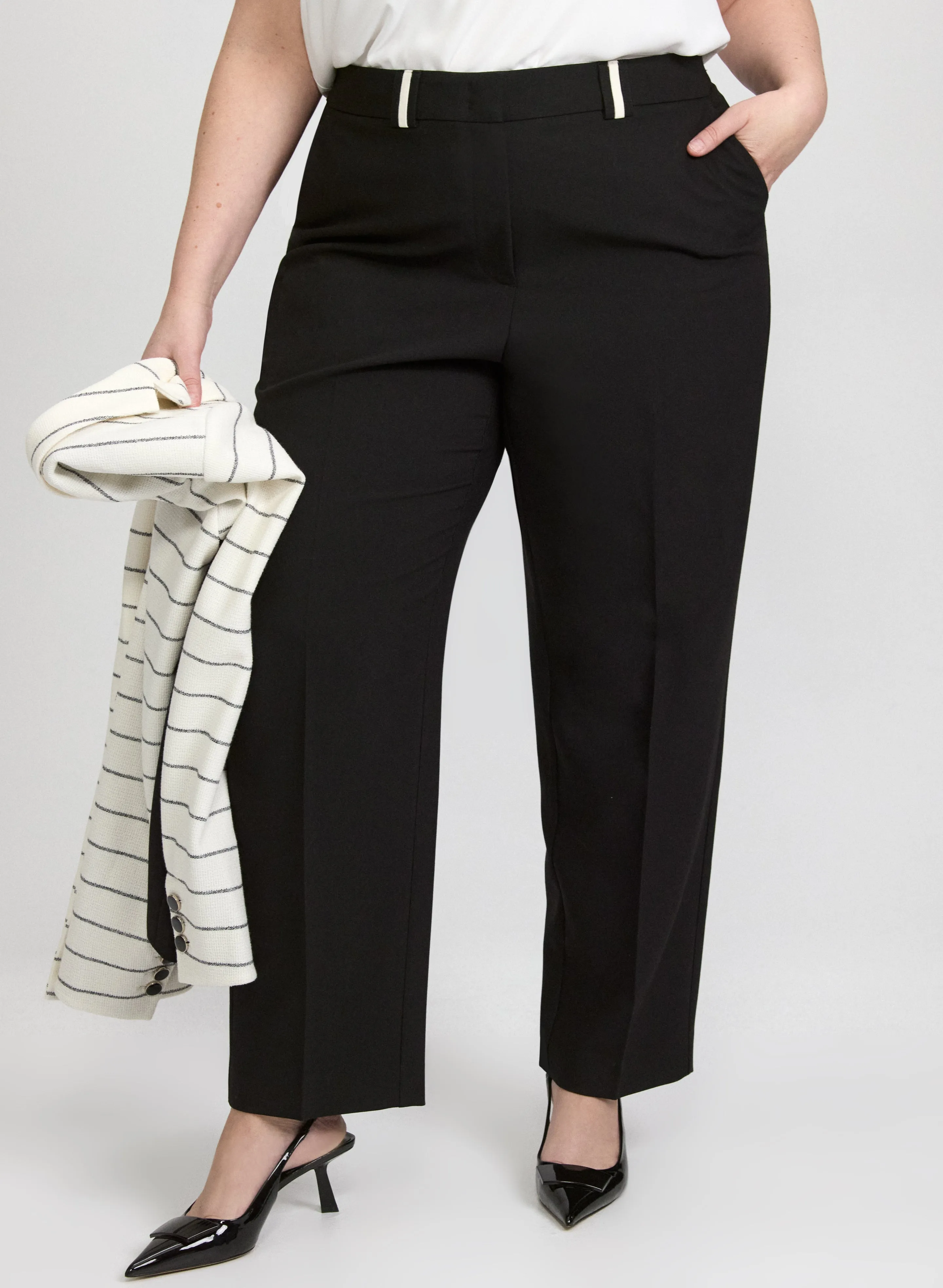 Laura Lily Contrast Detail Slim-Leg Pants Laura Lily Contrast Detail Slim-Leg Pants - Image 1