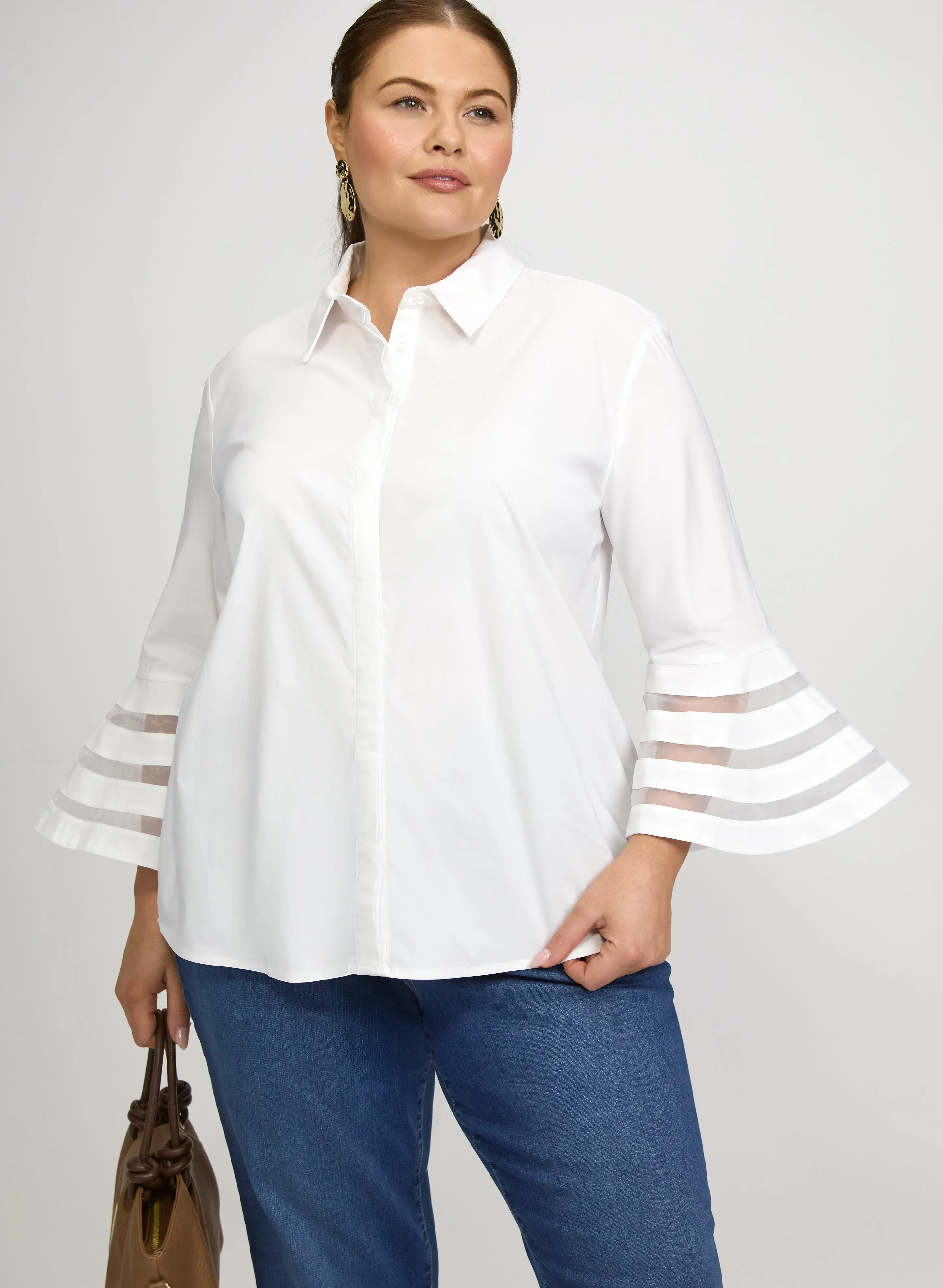 Laura Joseph Ribkoff - Mesh Bell Sleeve Blouse Laura Joseph Ribkoff - Mesh Bell Sleeve Blouse - Image 1