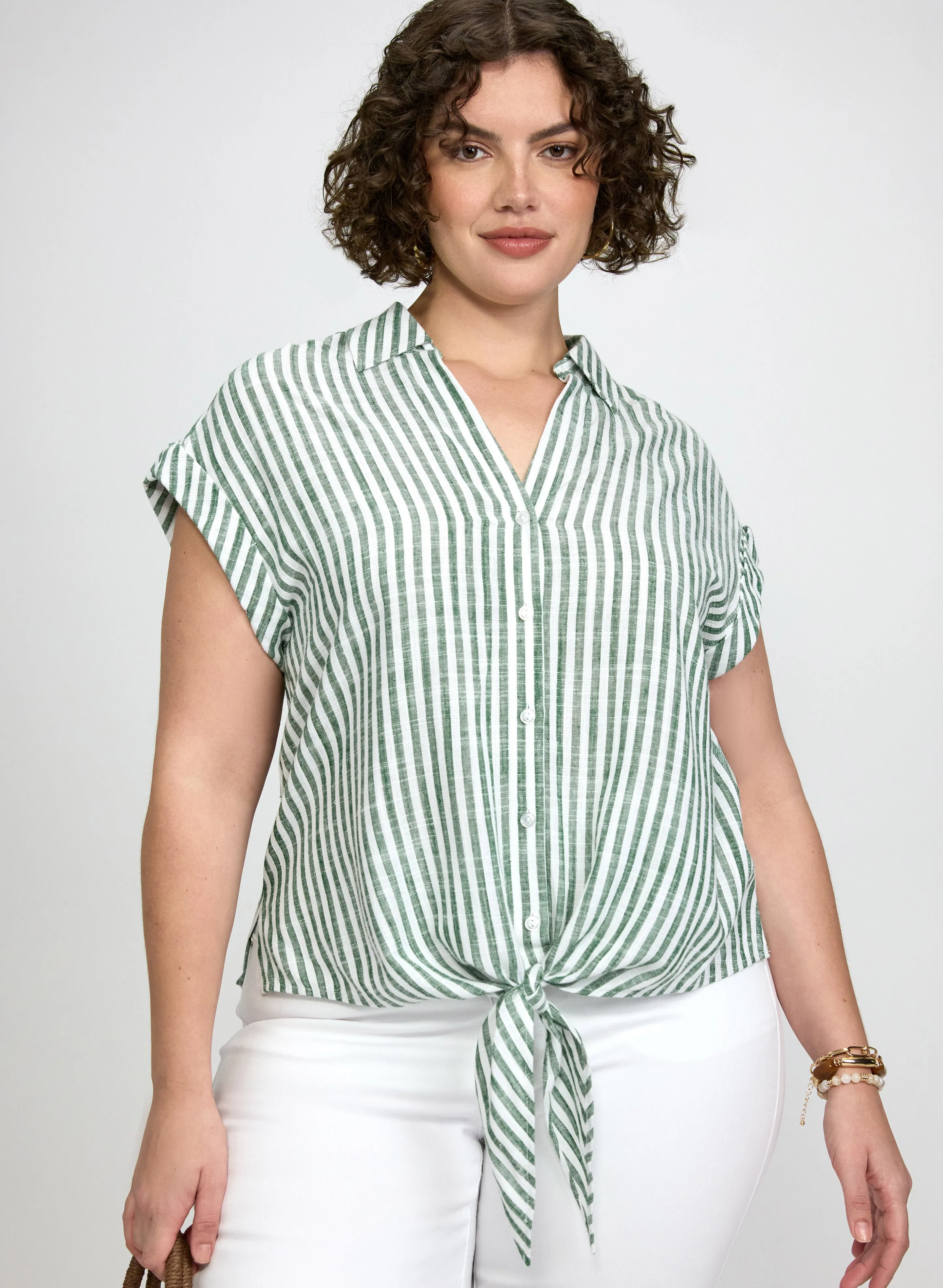 Laura Stripe Front Tie Blouse Laura Stripe Front Tie Blouse - Image 1
