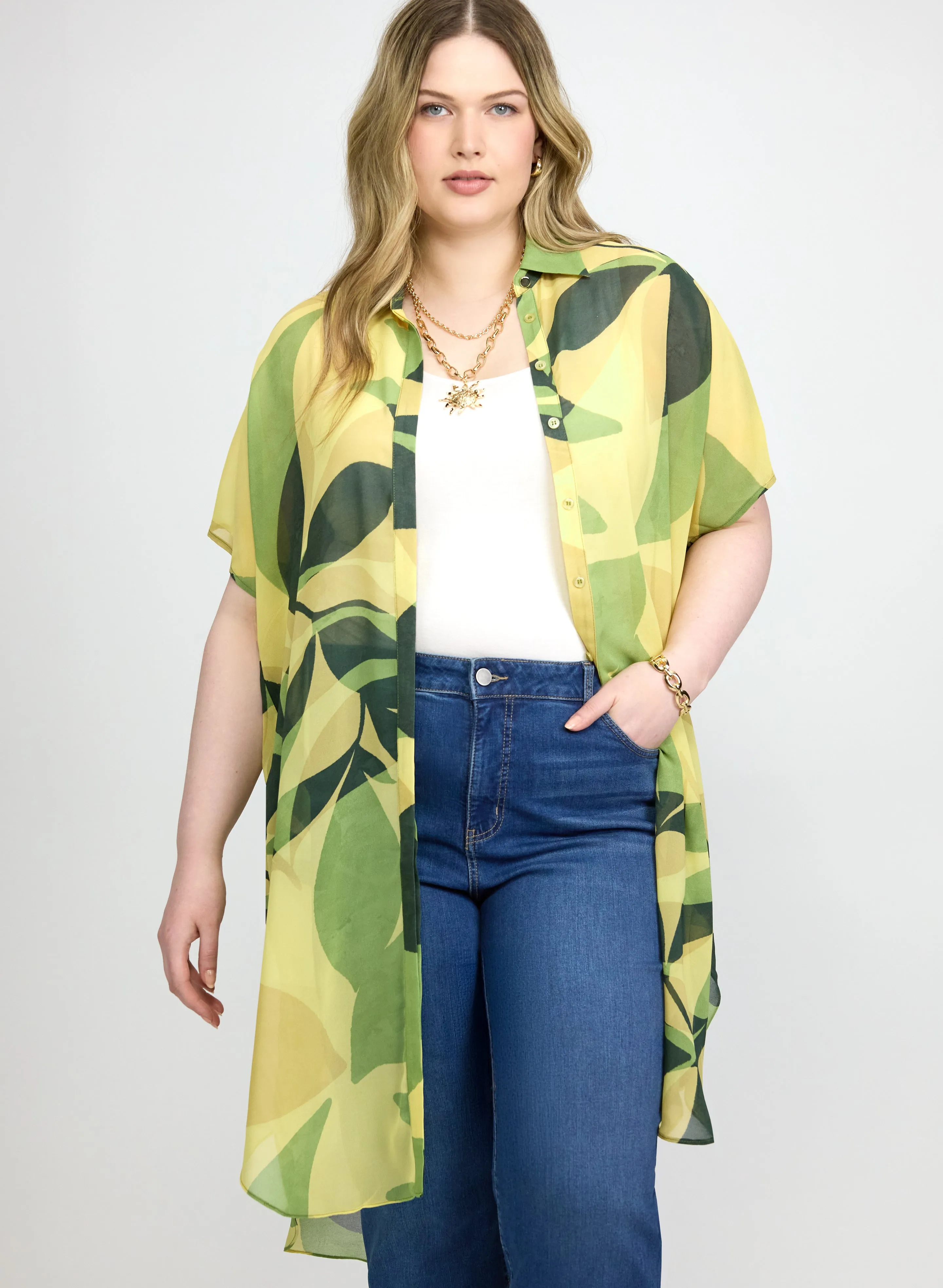 Laura Leaf Print Chiffon Tunic Laura Leaf Print Chiffon Tunic - Image 1