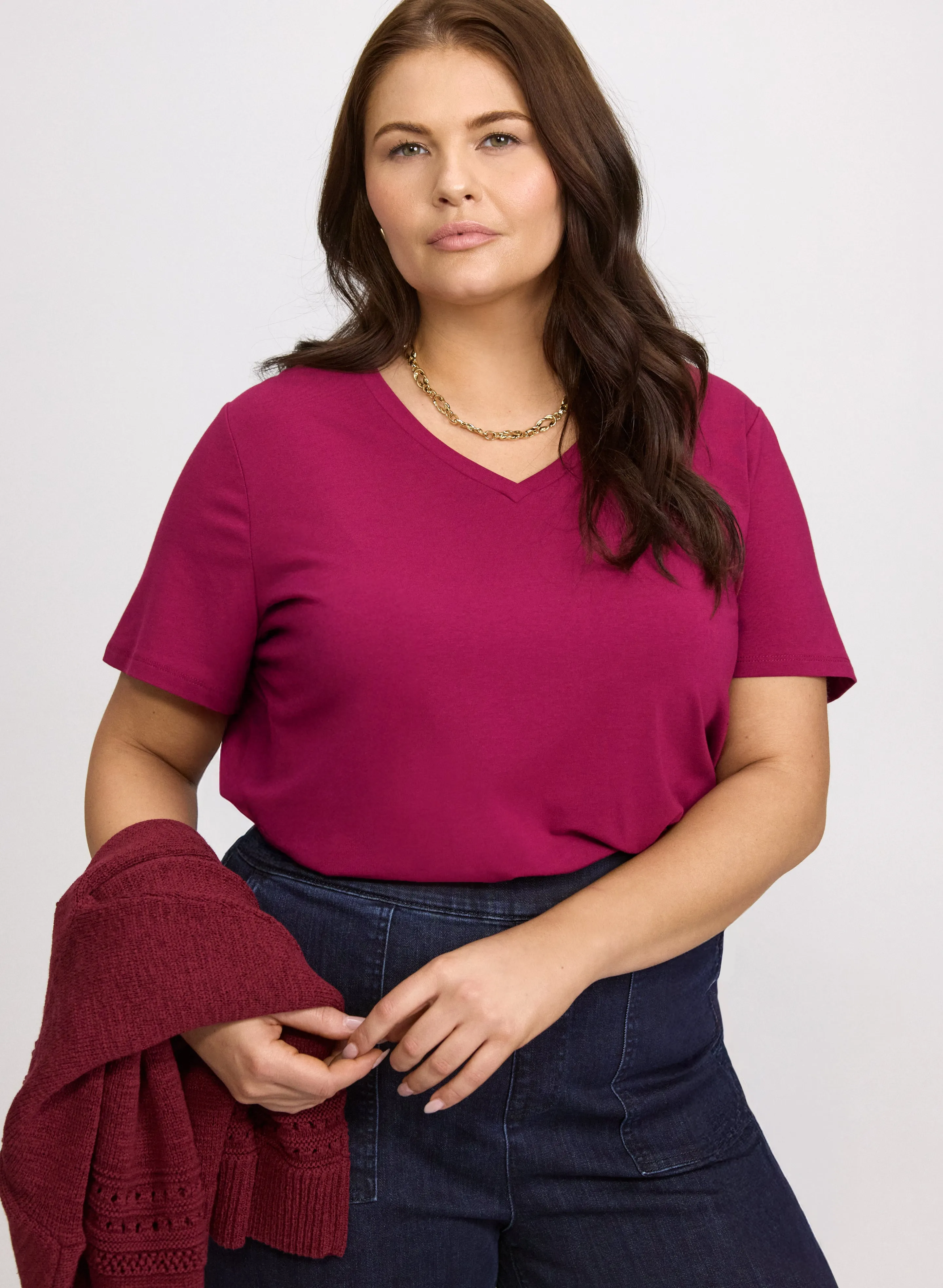 Laura Cotton-Blend V-Neck T-Shirt Laura Cotton-Blend V-Neck T-Shirt - Image 1
