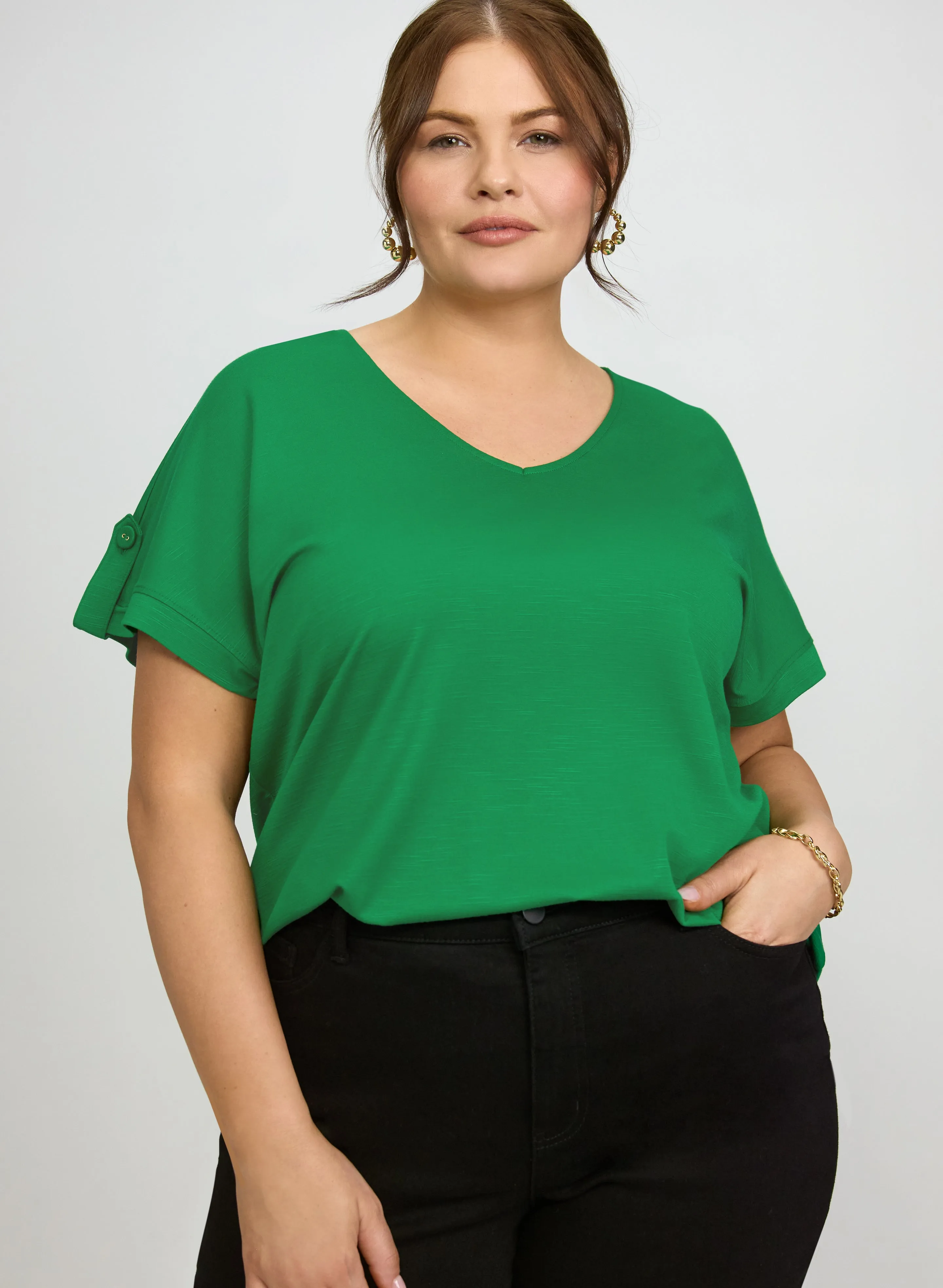 Laura V-Neck Slub T-Shirt Laura V-Neck Slub T-Shirt - Image 1