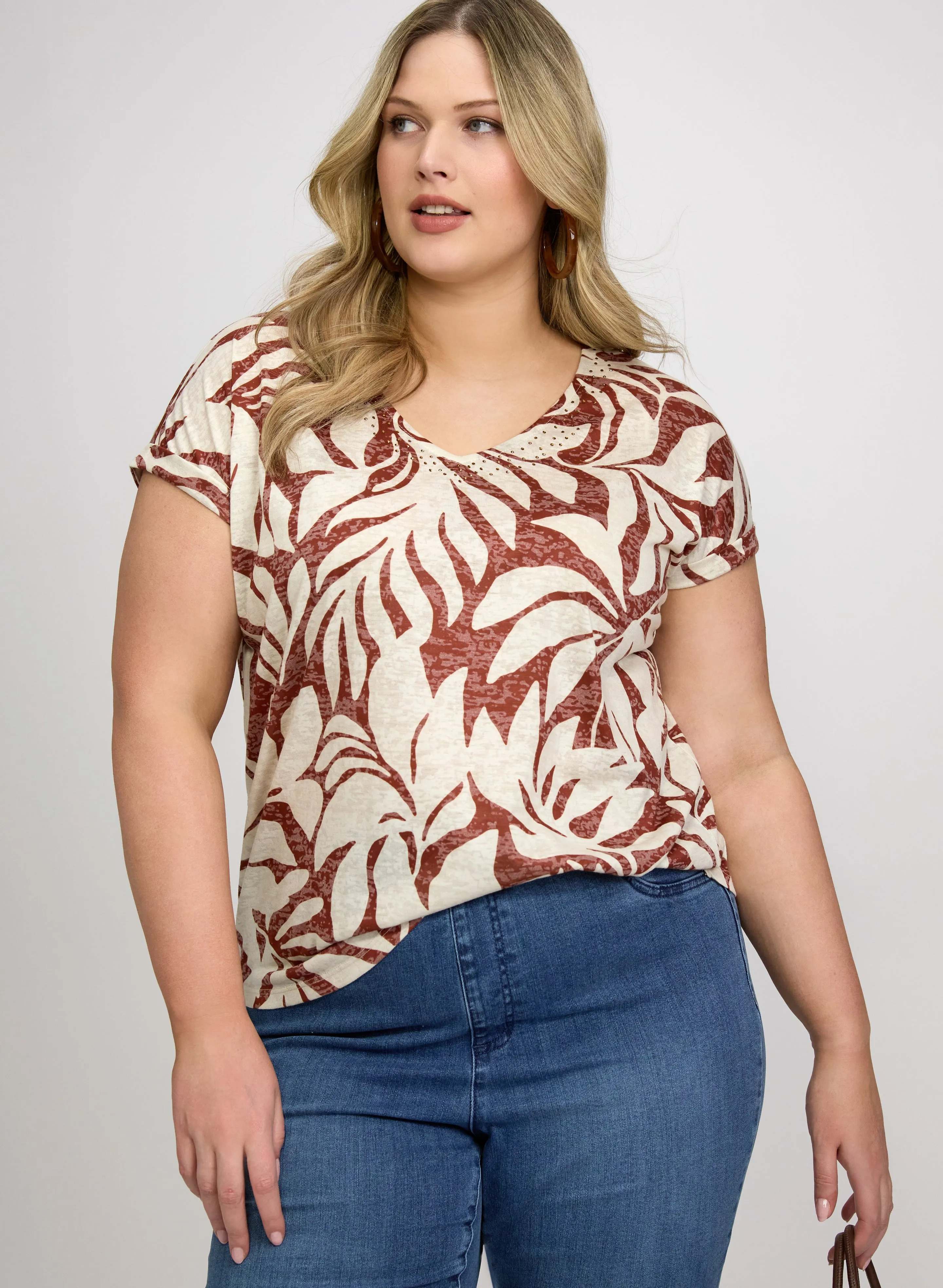 Laura Leaf Print T-Shirt Laura Leaf Print T-Shirt - Image 1