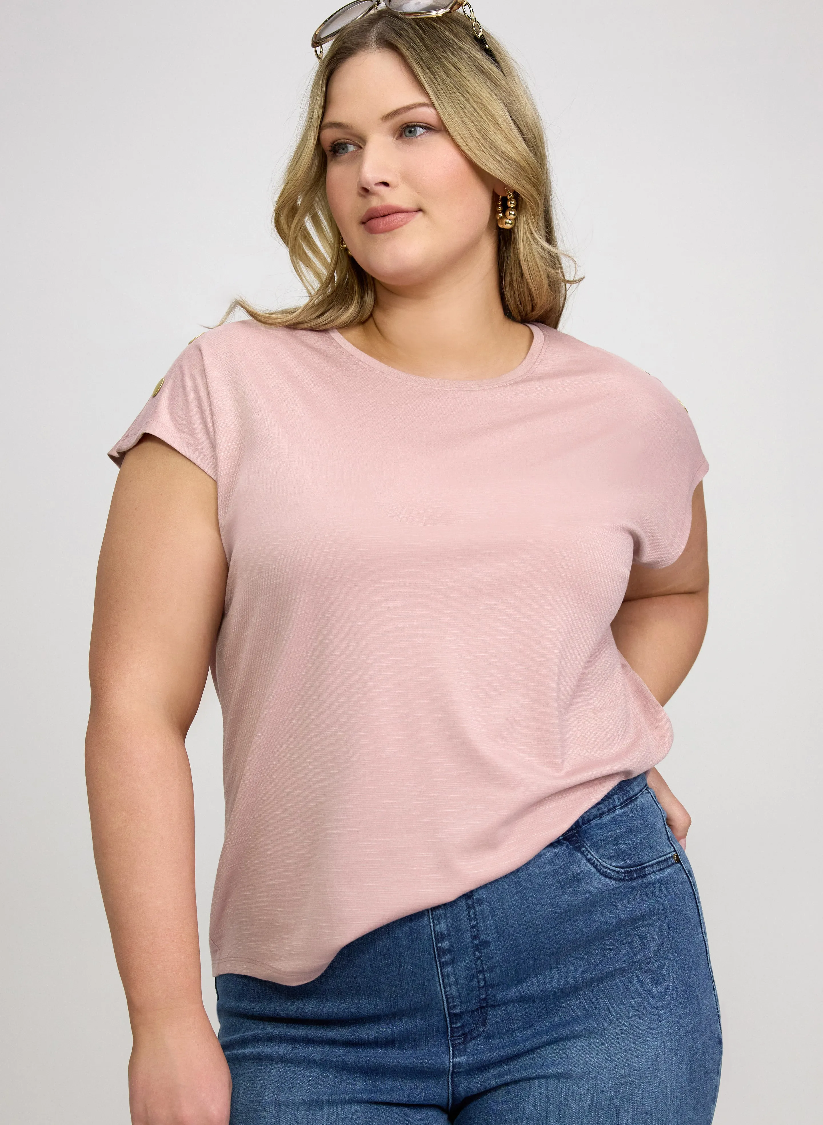 Laura Button Detail T-Shirt Laura Button Detail T-Shirt - Image 1