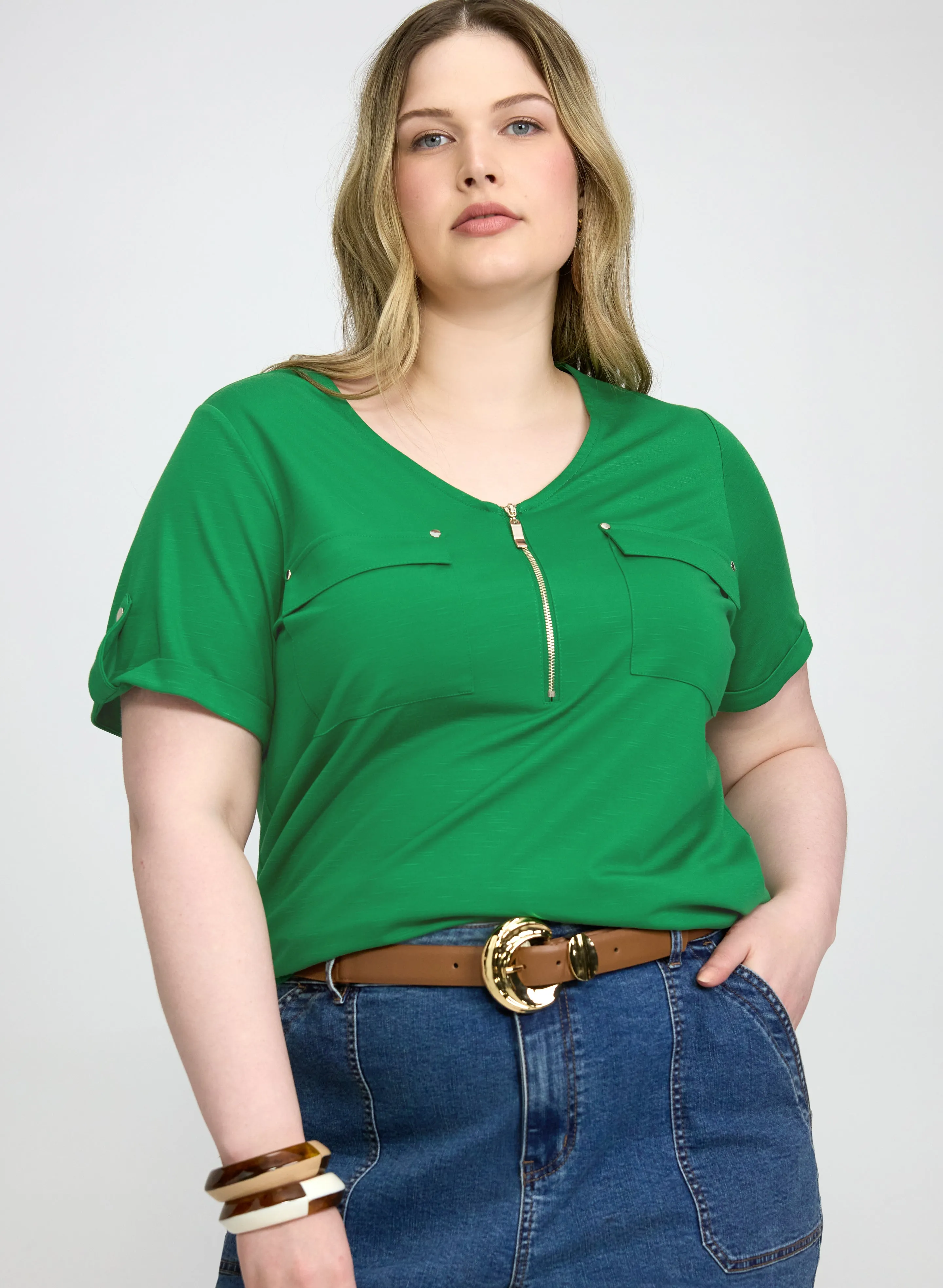 Laura Half-Zip Slub T-Shirt Laura Half-Zip Slub T-Shirt - Image 1