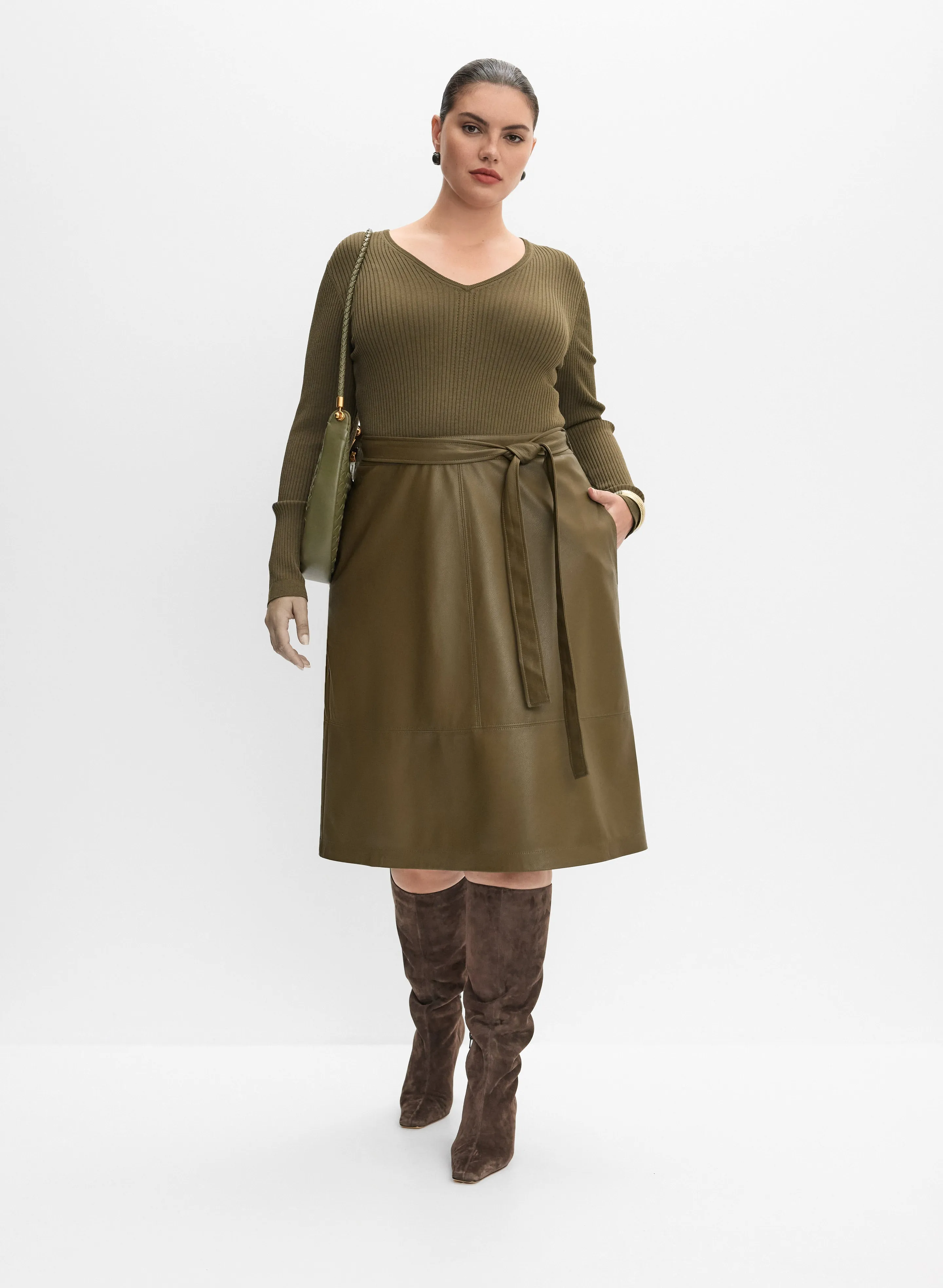 Laura Melanie Lyne - Knit & Vegan Leather Dress Laura Melanie Lyne - Knit & Vegan Leather Dress - Image 1