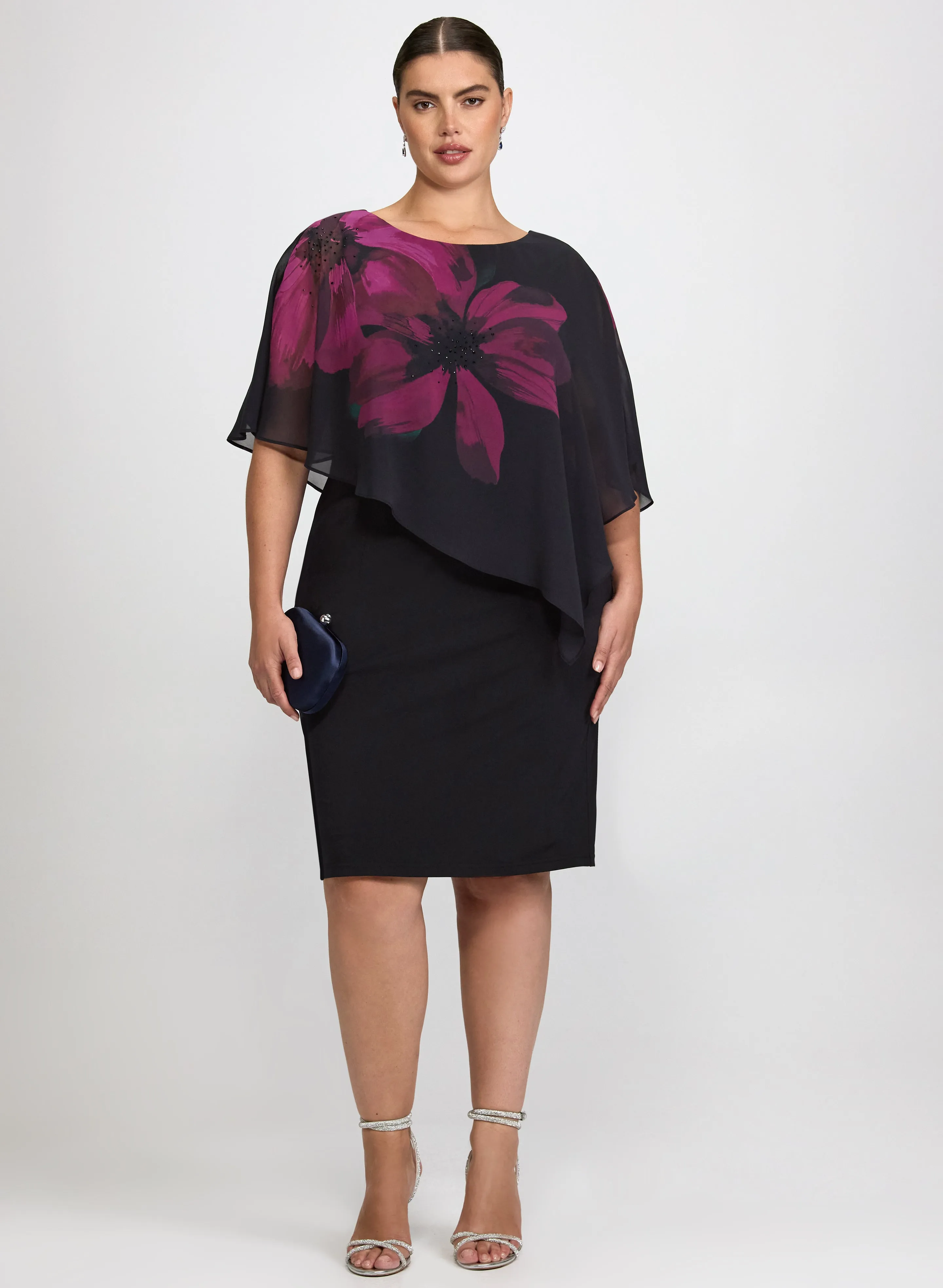 Laura Chiffon Poncho Jersey Dress Laura Chiffon Poncho Jersey Dress - Image 1