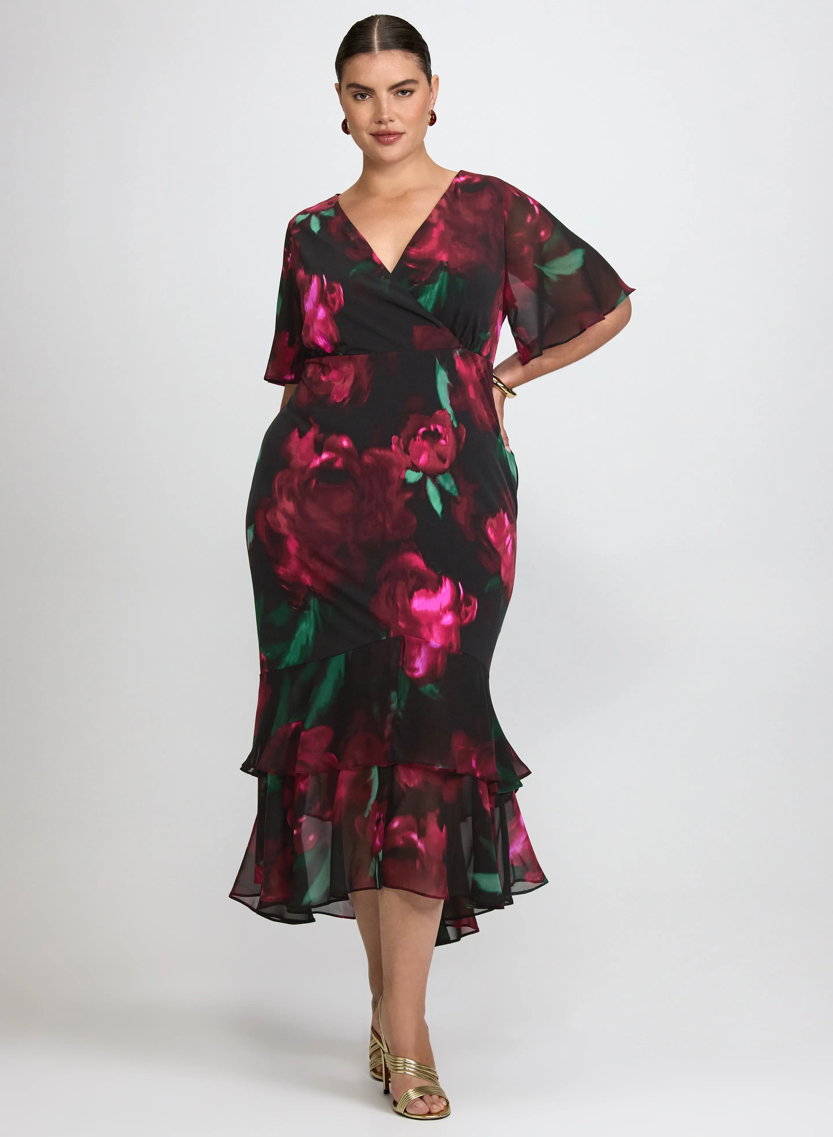 Laura Floral Jersey & Chiffon Dress Laura Floral Jersey & Chiffon Dress - Image 1
