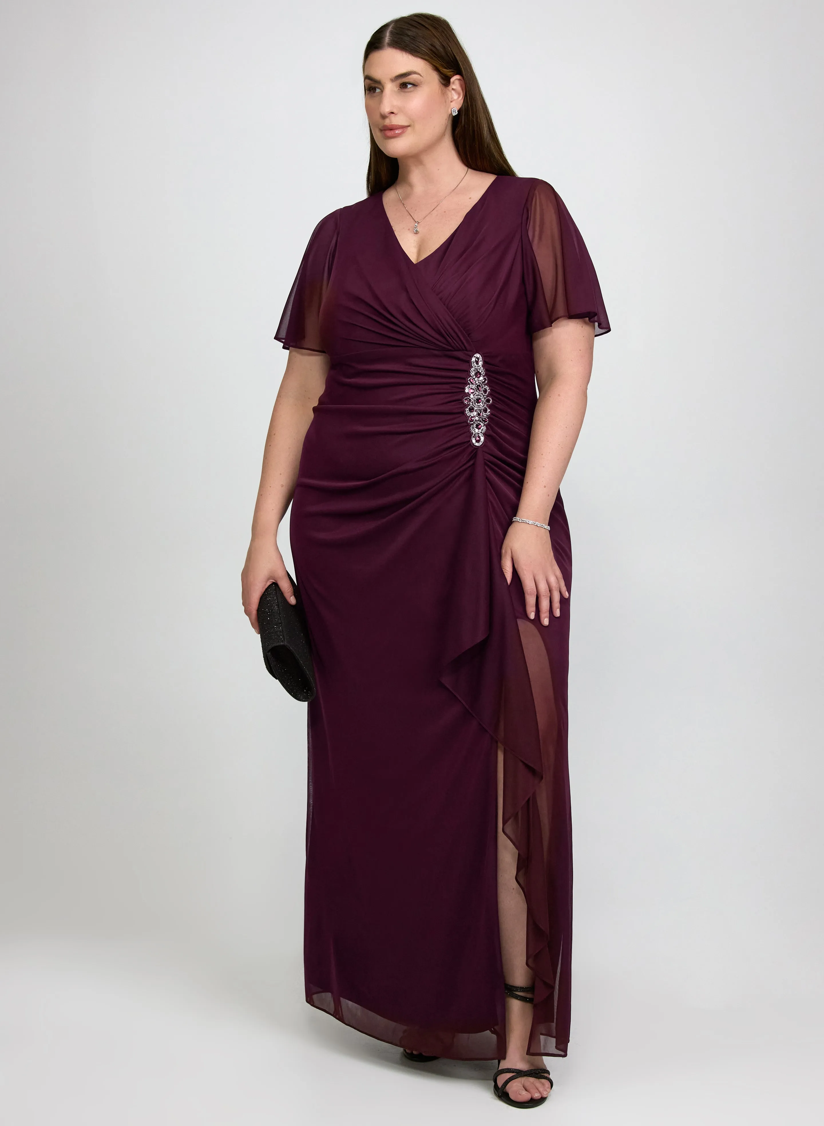 Laura Cascading Brooch Embellished Dress Laura Cascading Brooch Embellished Dress - Image 1