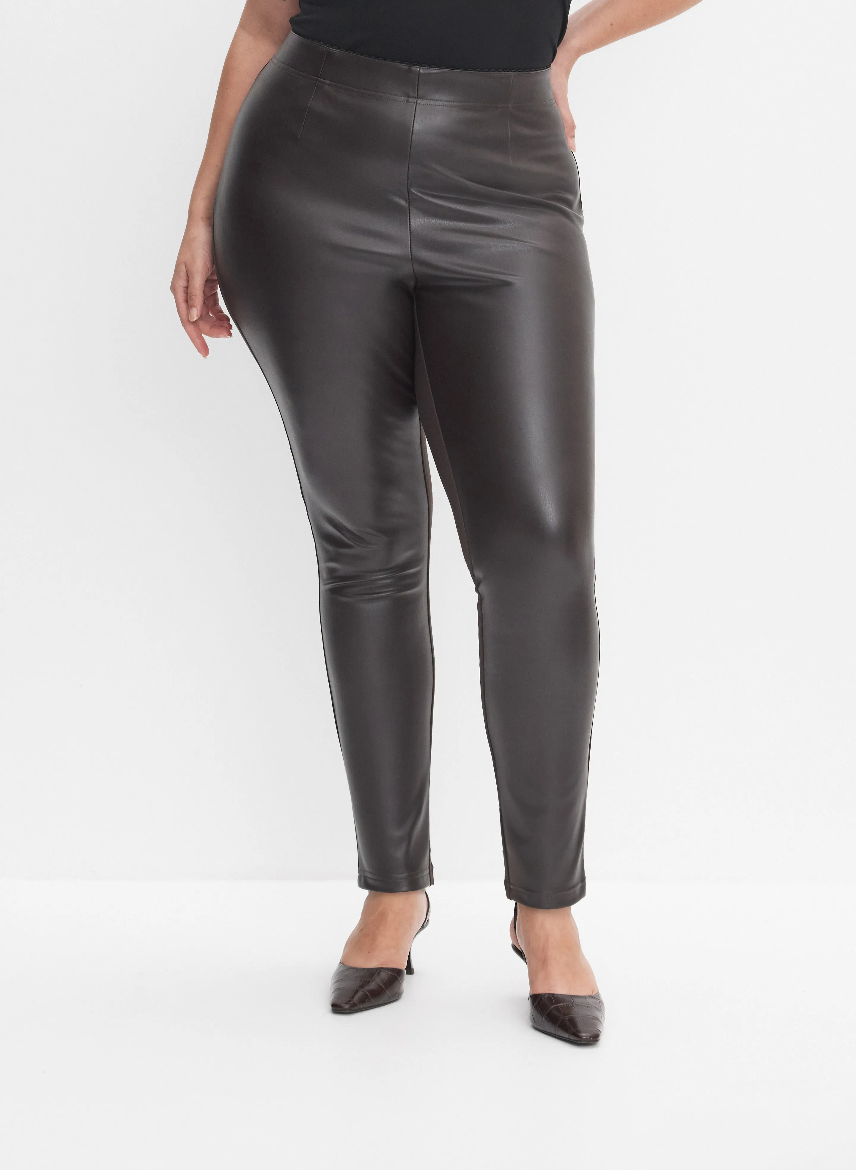 Laura Melanie Lyne - Chloe Vegan Leather Front Leggings Laura Melanie Lyne - Chloe Vegan Leather Front Leggings - Image 1