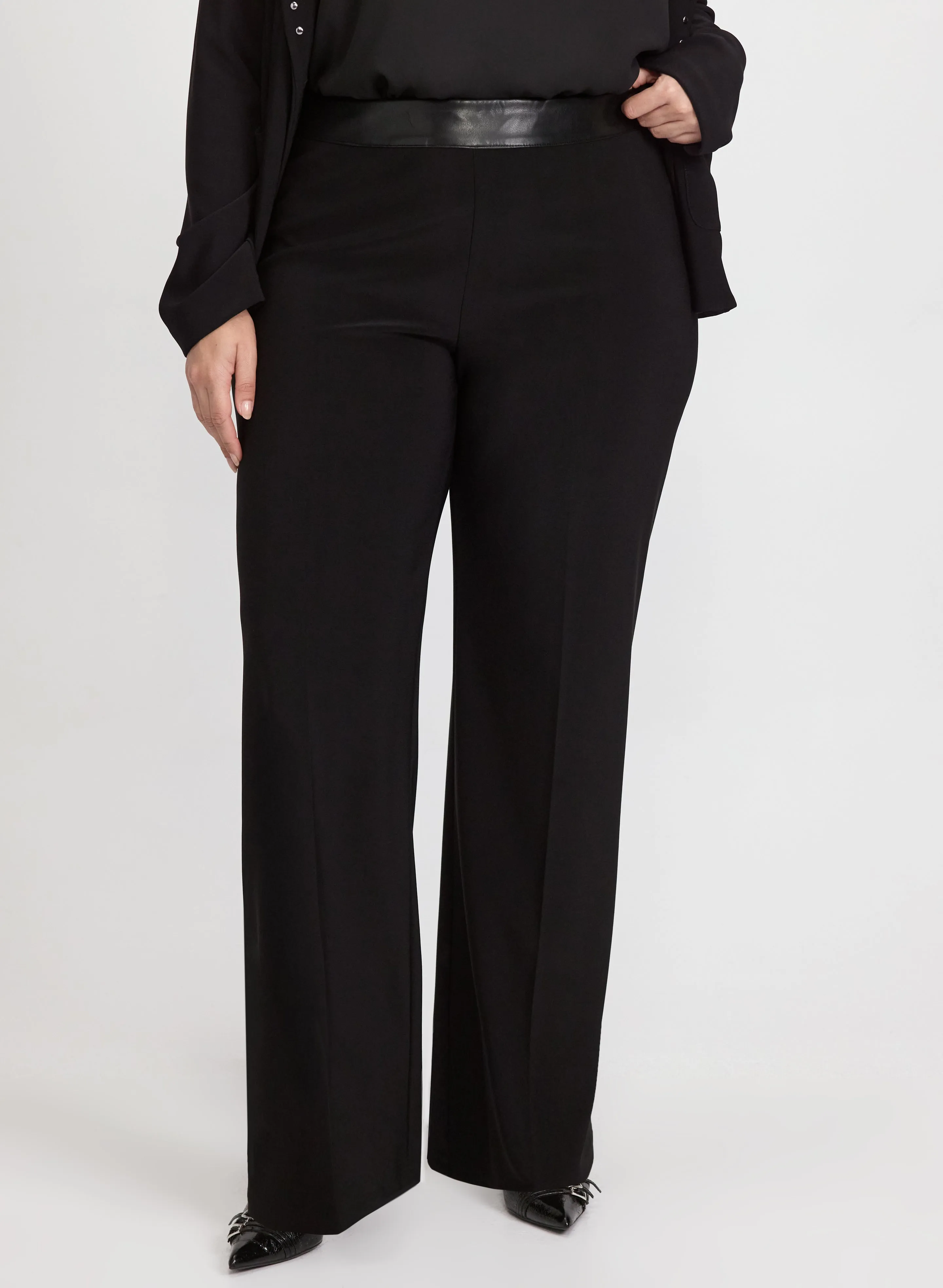 Laura Joseph Ribkoff - Vegan Leather Trim Pants Laura Joseph Ribkoff - Vegan Leather Trim Pants - Image 1