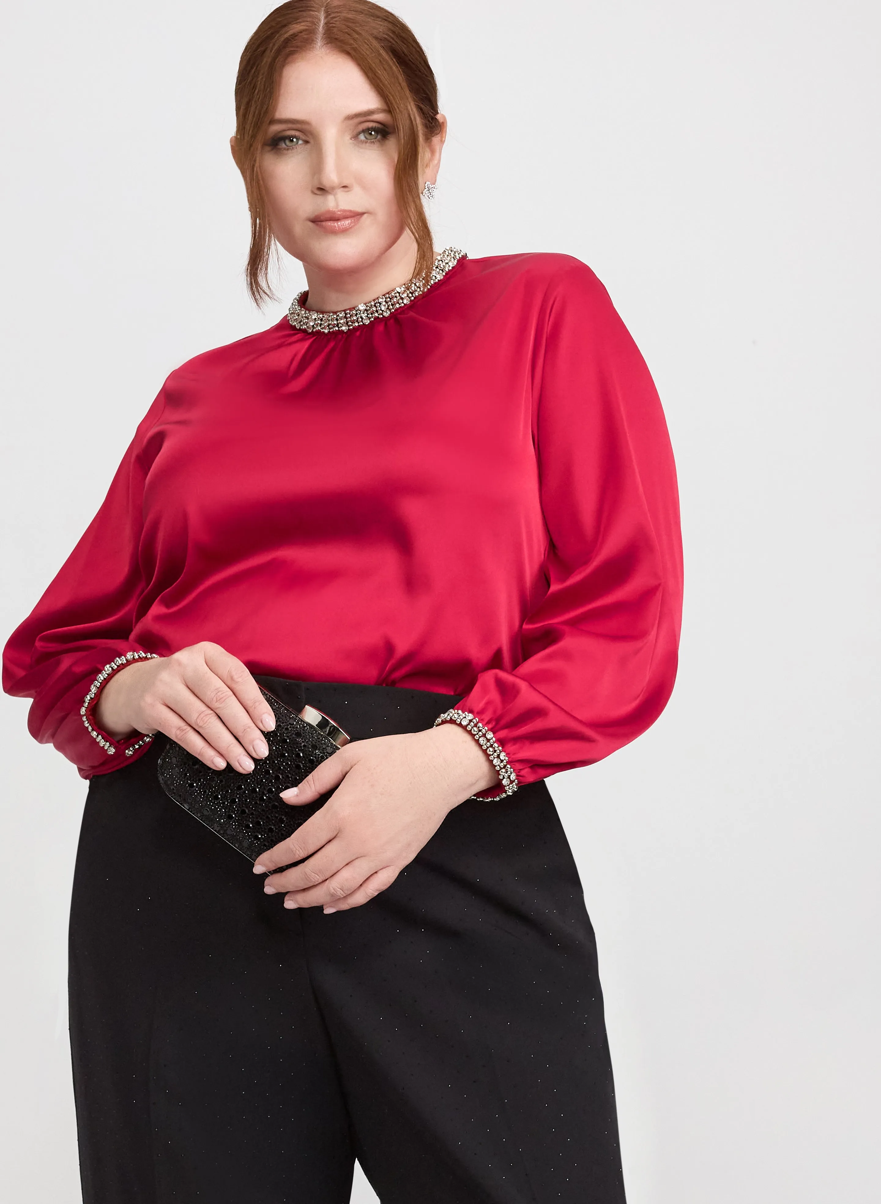 Laura Rhinestone Trim Blouse Laura Rhinestone Trim Blouse - Image 1