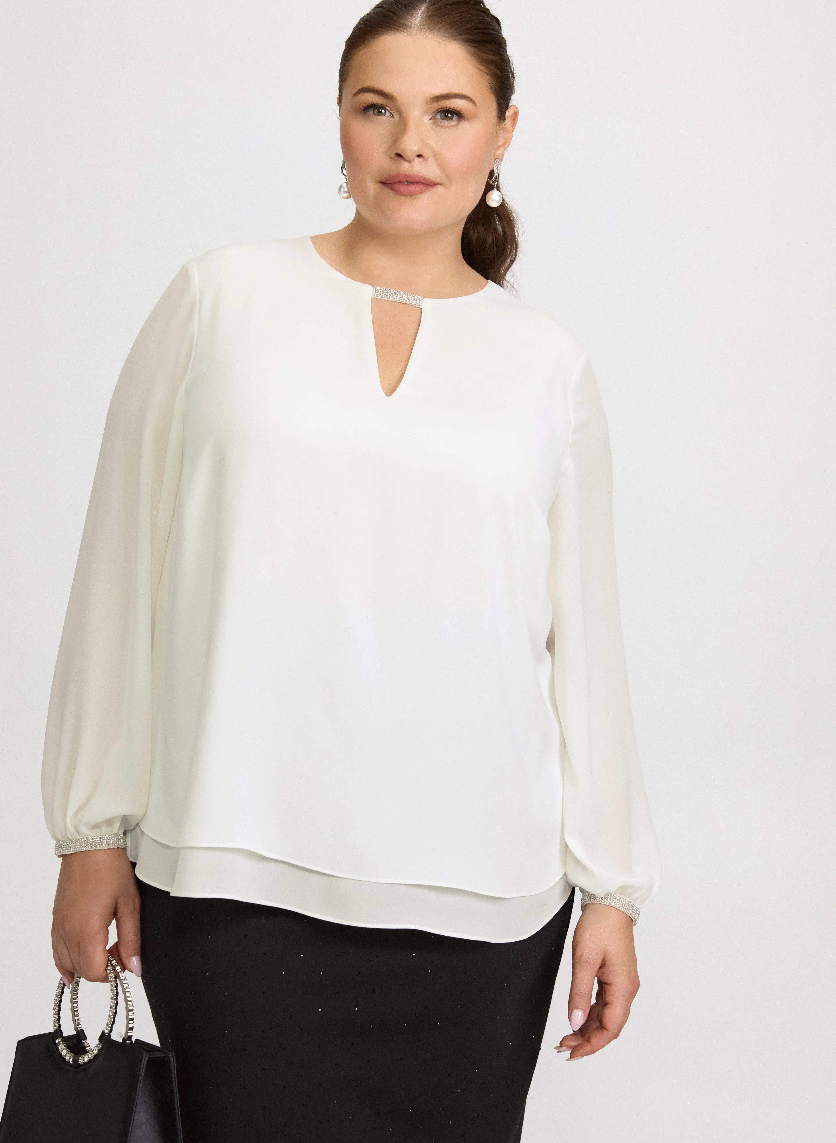 Laura Rhinestone Trim Blouse Laura Rhinestone Trim Blouse - Image 1