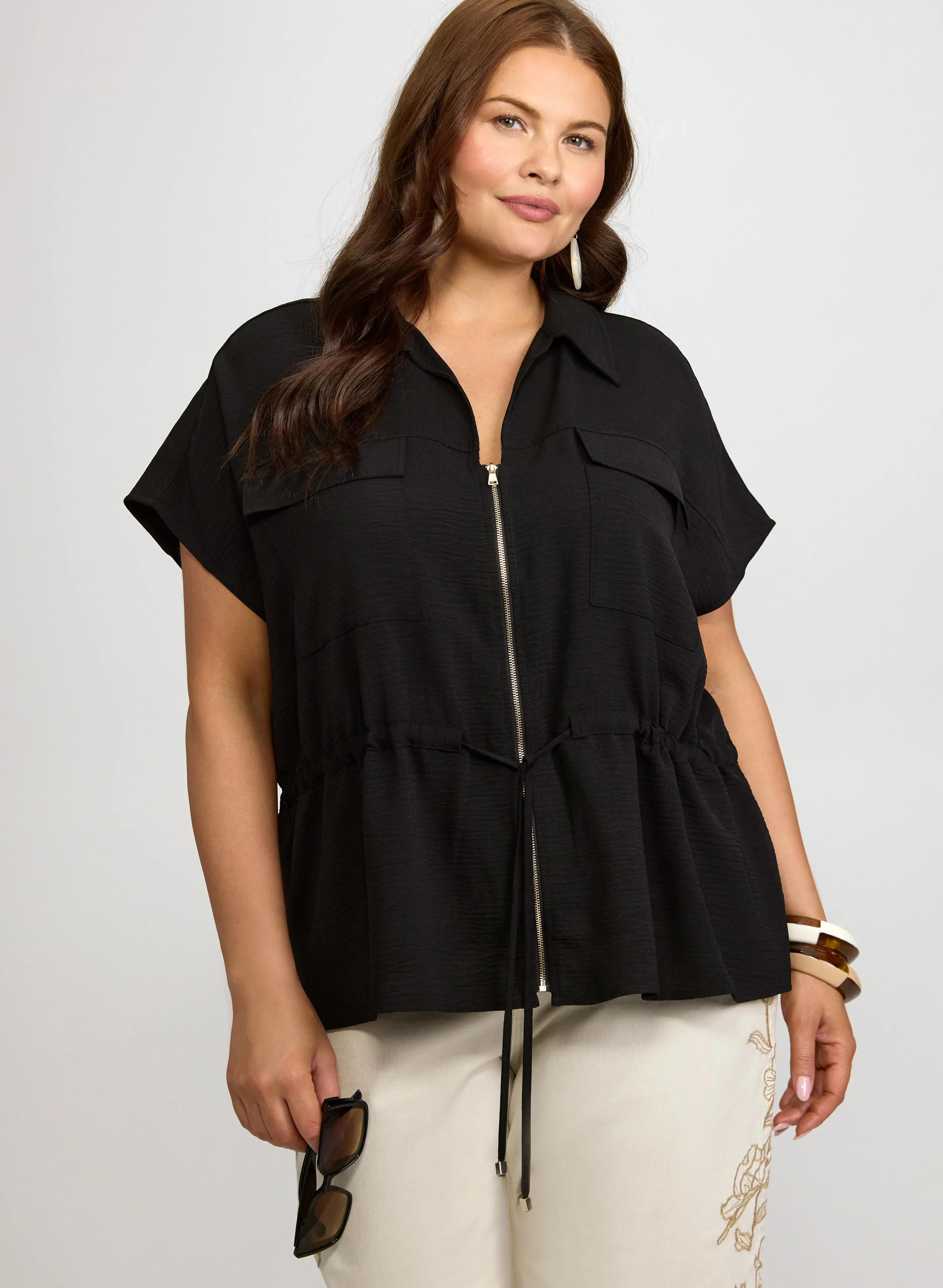 Laura Zip Drawstring Blouse Laura Zip Drawstring Blouse - Image 1