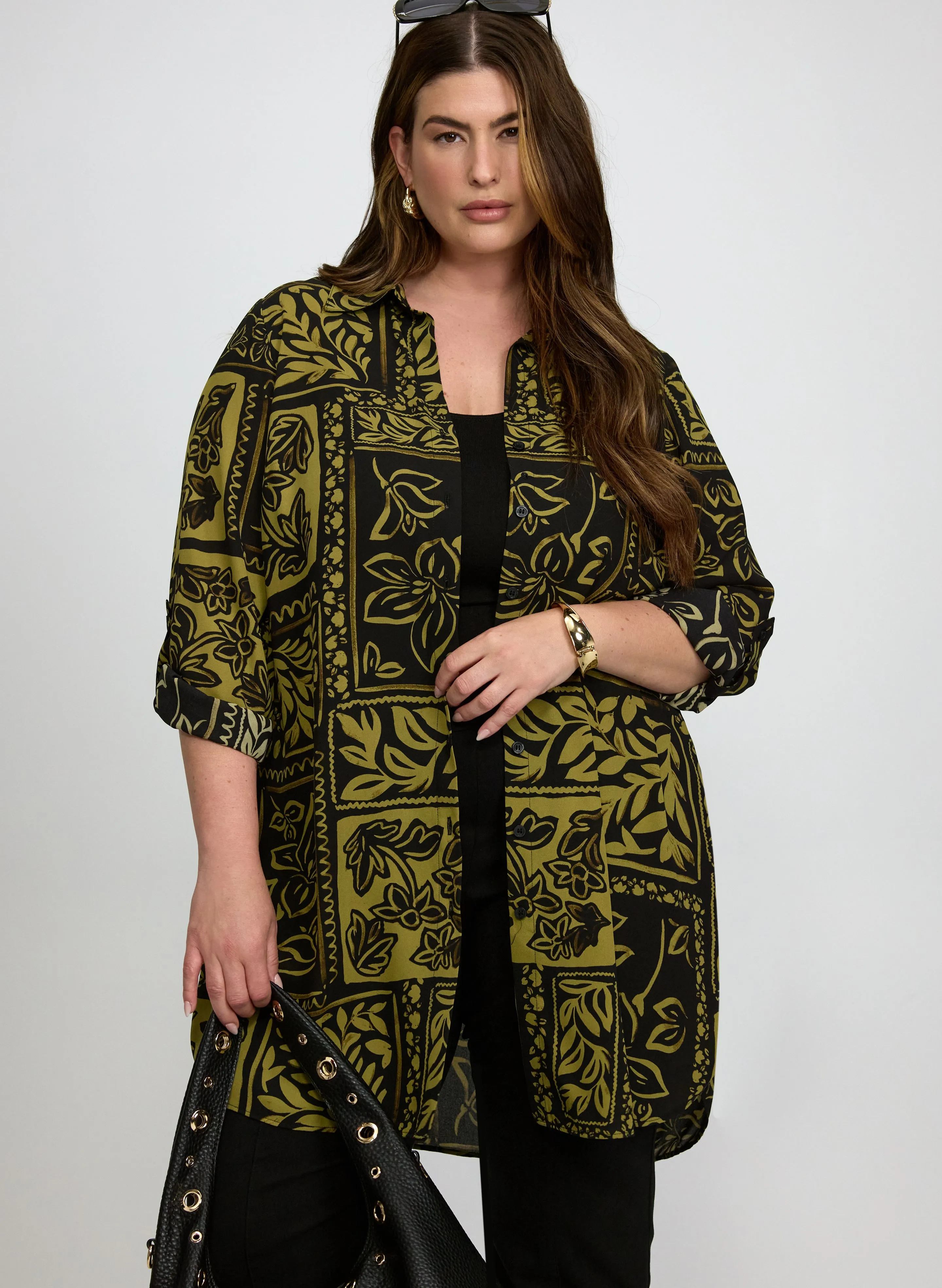 Laura Patterned Tunic Button-Down Blouse Laura Patterned Tunic Button-Down Blouse - Image 1