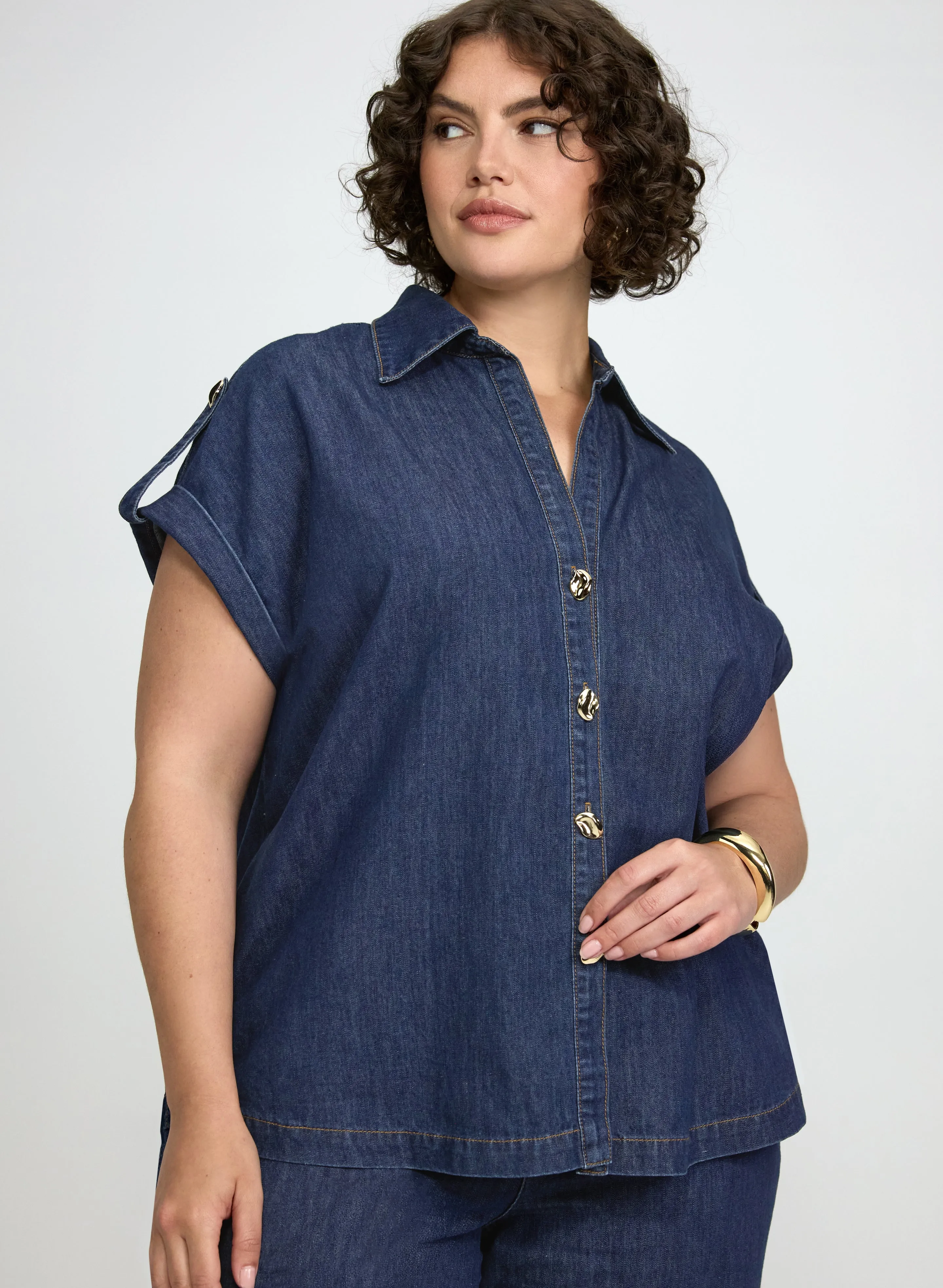 Laura Denim Button-Down Blouse Laura Denim Button-Down Blouse - Image 1