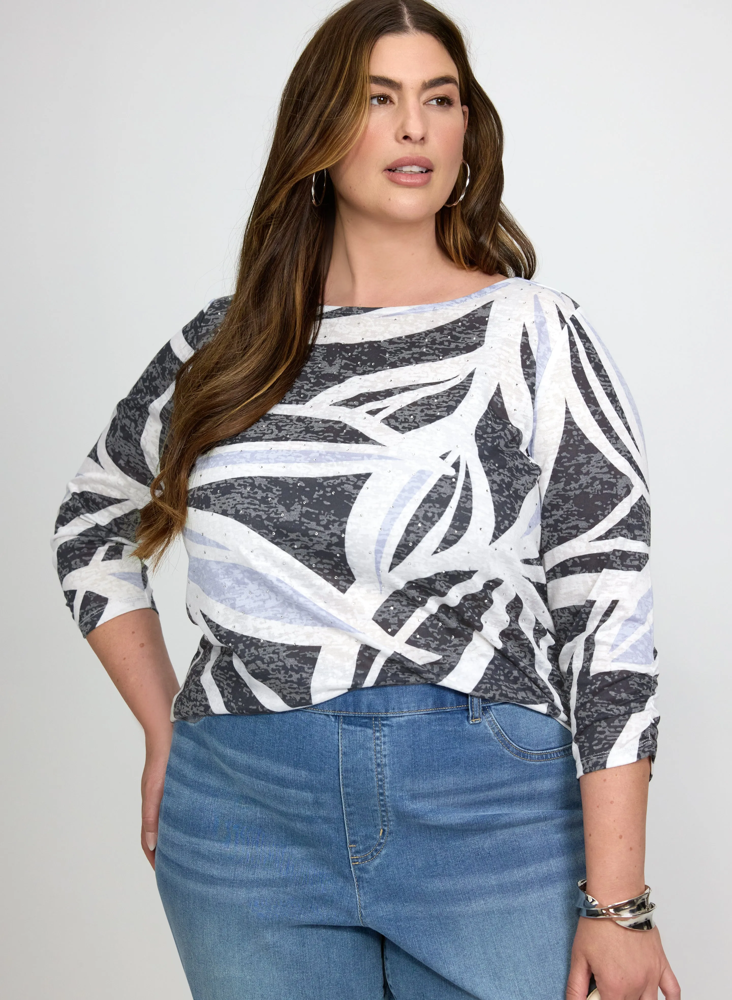 Laura Embellished Leaf Print T-Shirt Laura Embellished Leaf Print T-Shirt - Image 1