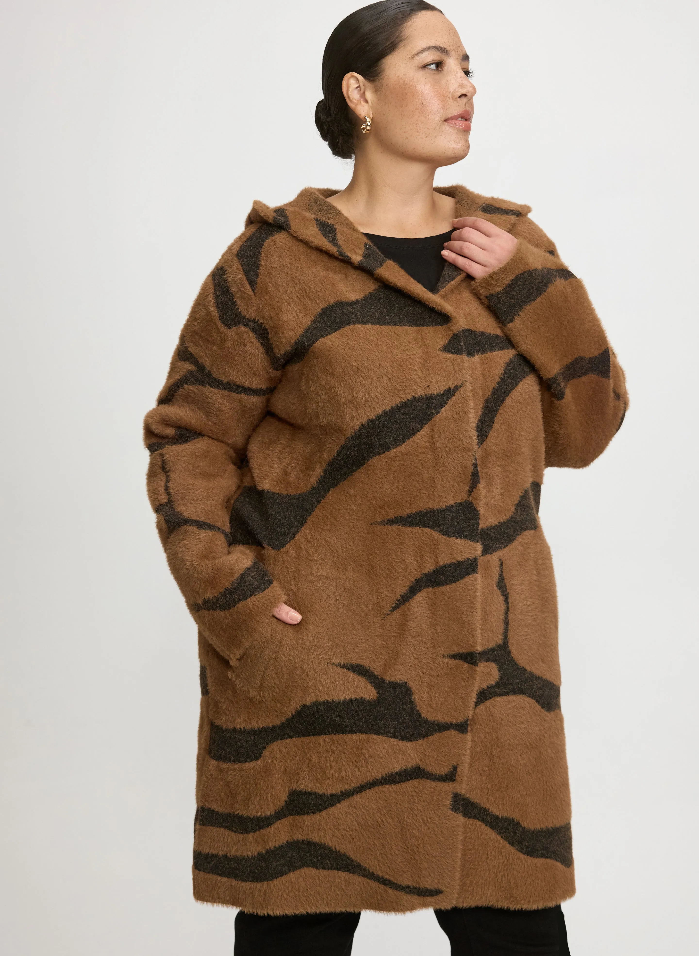 Laura Joseph Ribkoff - Hooded Zebra Print Cardigan Laura Joseph Ribkoff - Hooded Zebra Print Cardigan - Image 1