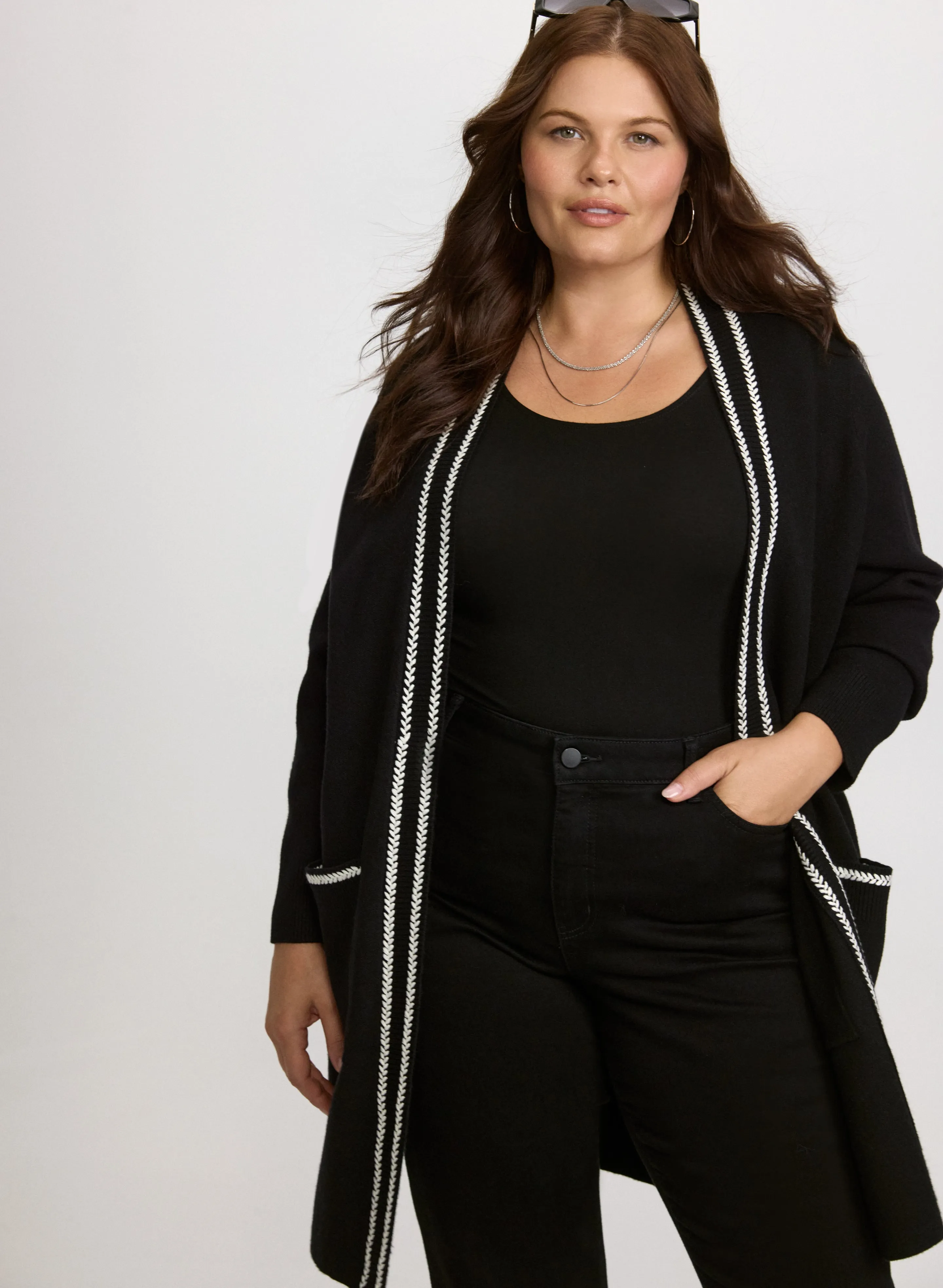 Laura Contrast Stitch Cardigan Laura Contrast Stitch Cardigan - Image 1