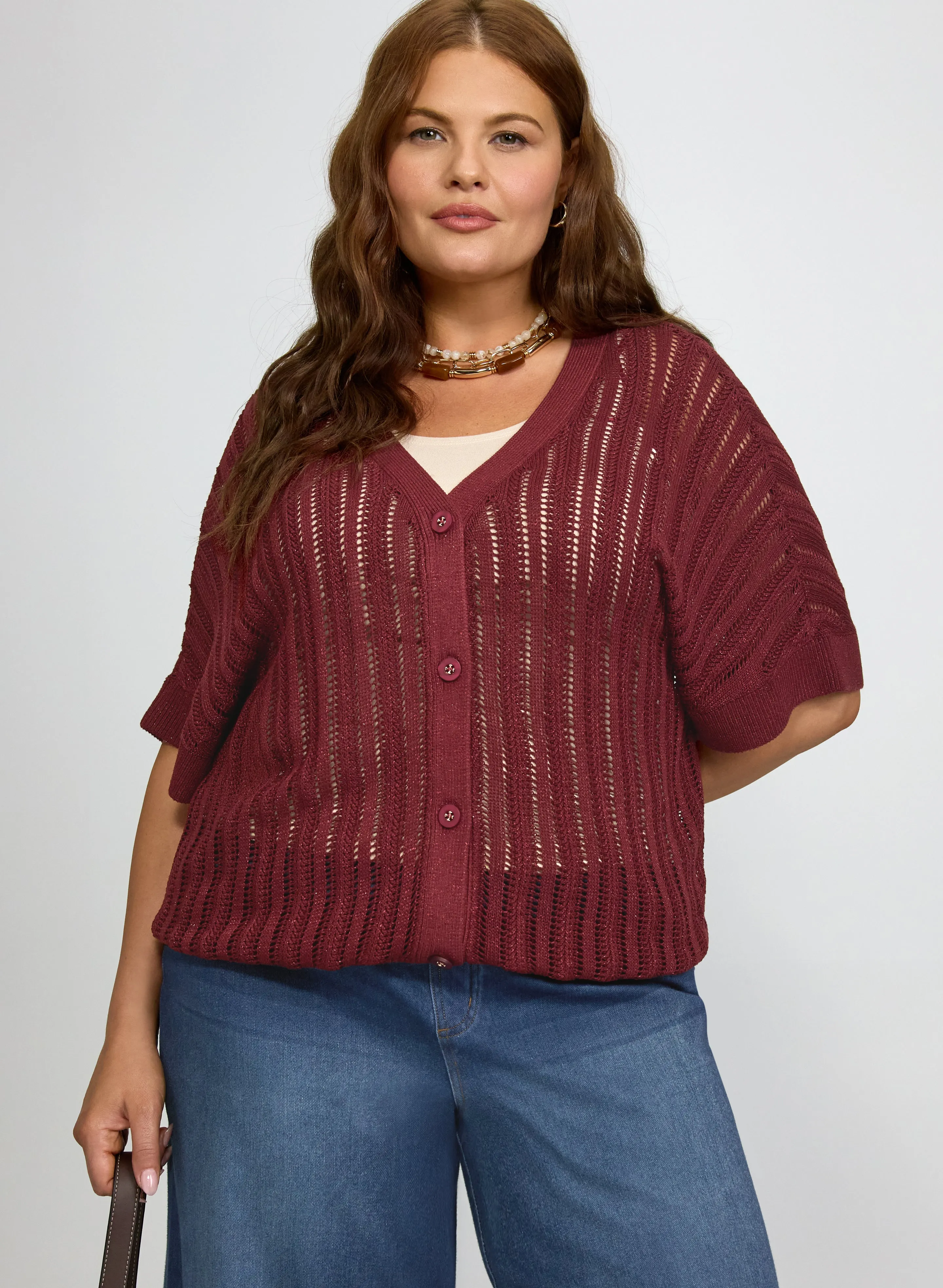 Laura Lurex Short Sleeve Cardigan Laura Lurex Short Sleeve Cardigan - Image 1