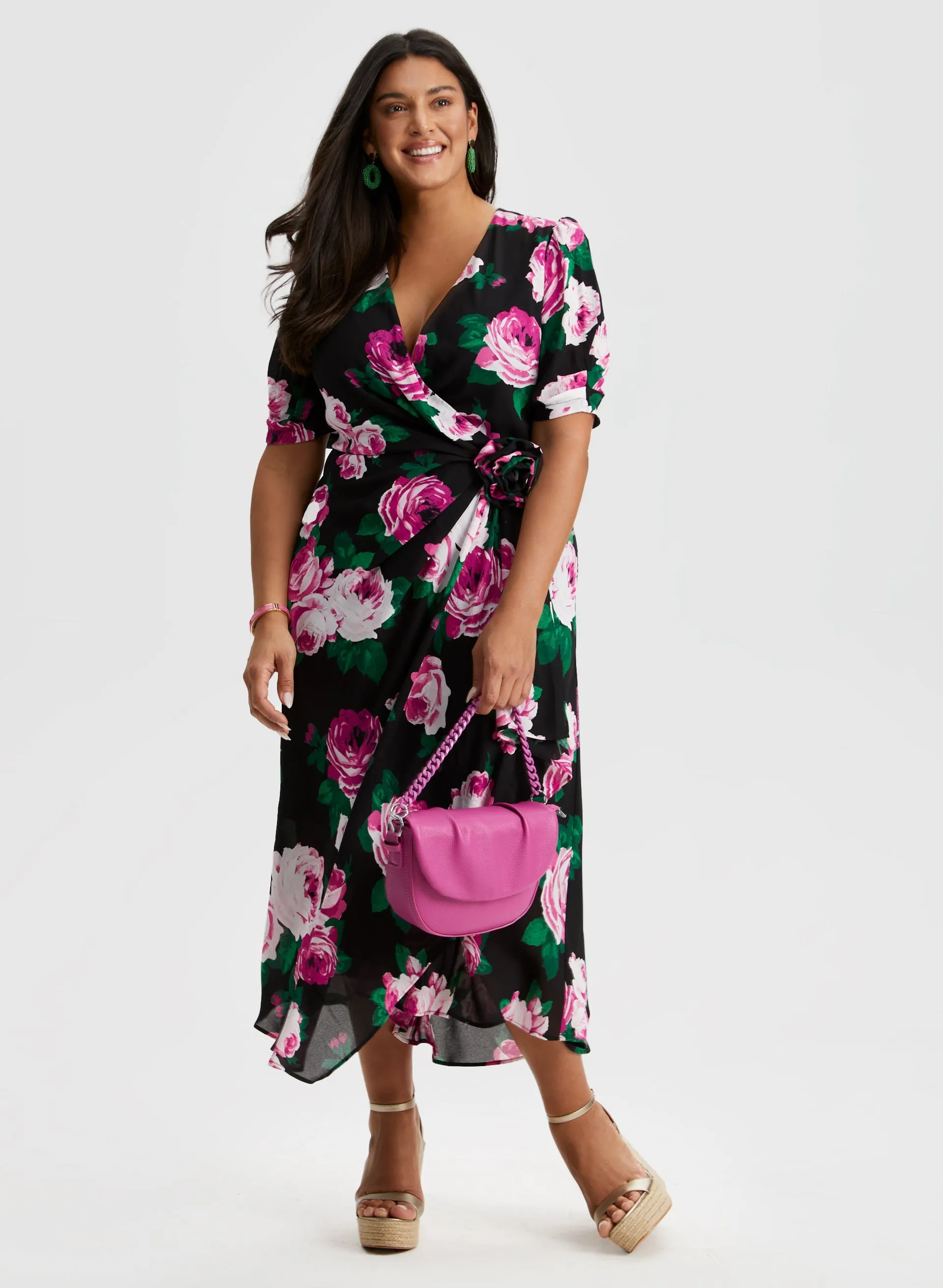 Laura Rose Print Midi Dress Laura Rose Print Midi Dress - Image 1