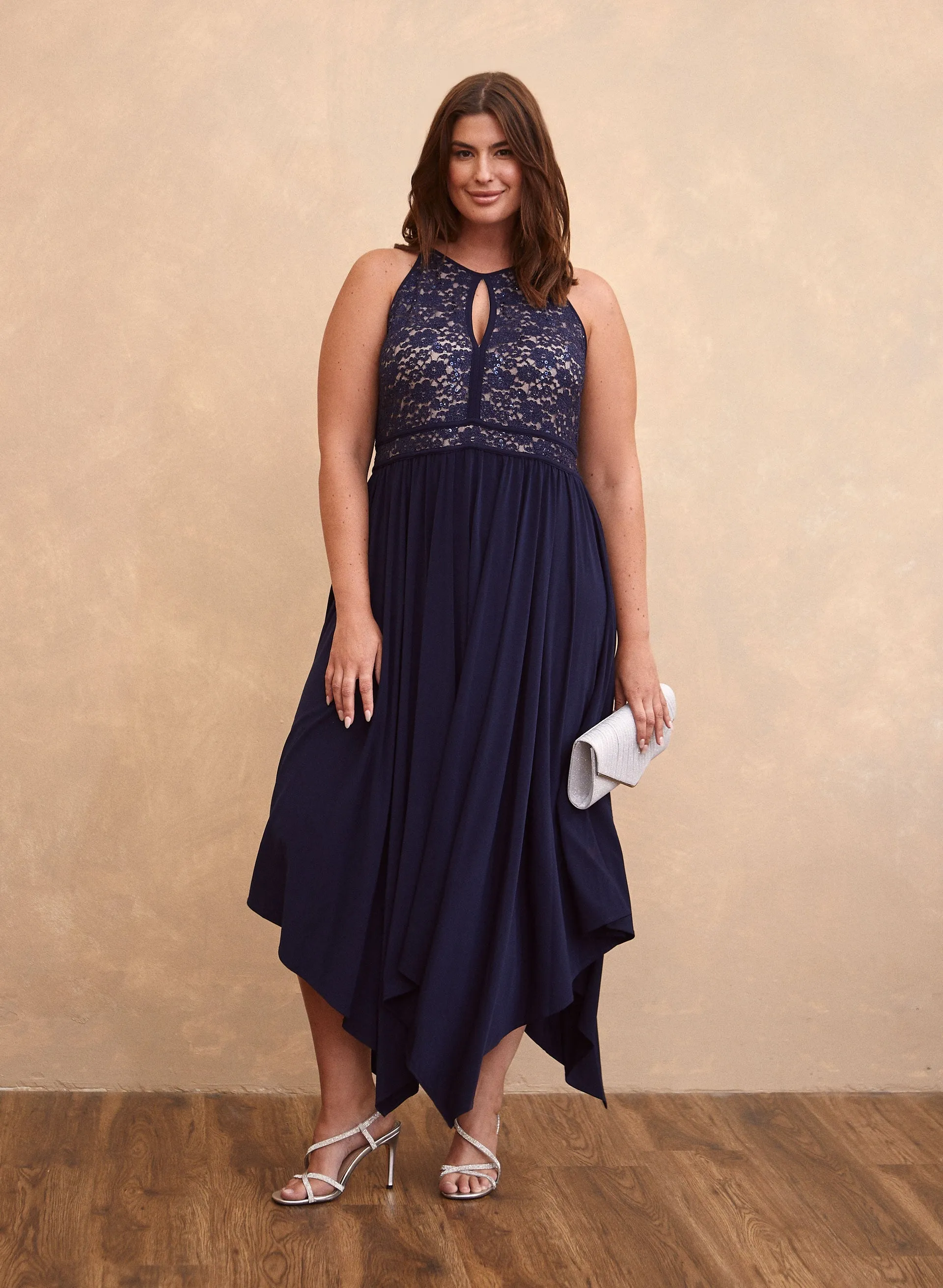 Laura Lace & Sequin Asymmetric Dress Laura Lace & Sequin Asymmetric Dress - Image 1