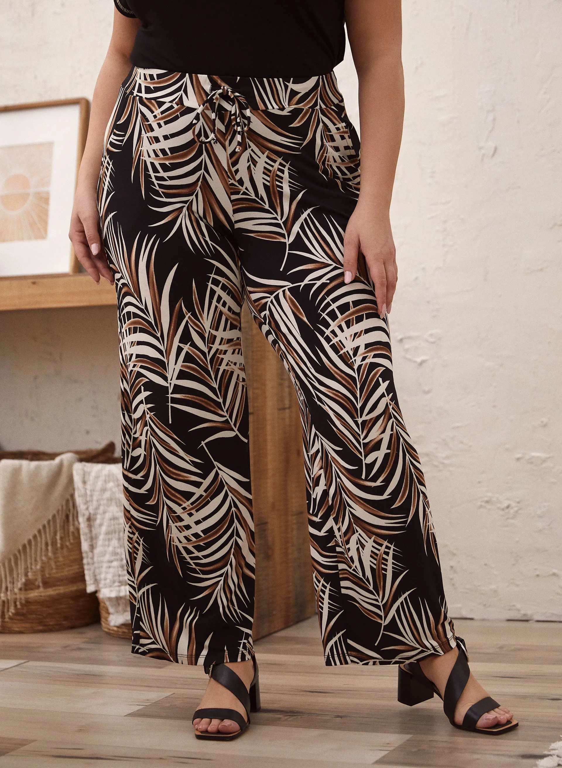 Laura Leaf Print Wide Leg Pants Laura Leaf Print Wide Leg Pants - Image 1