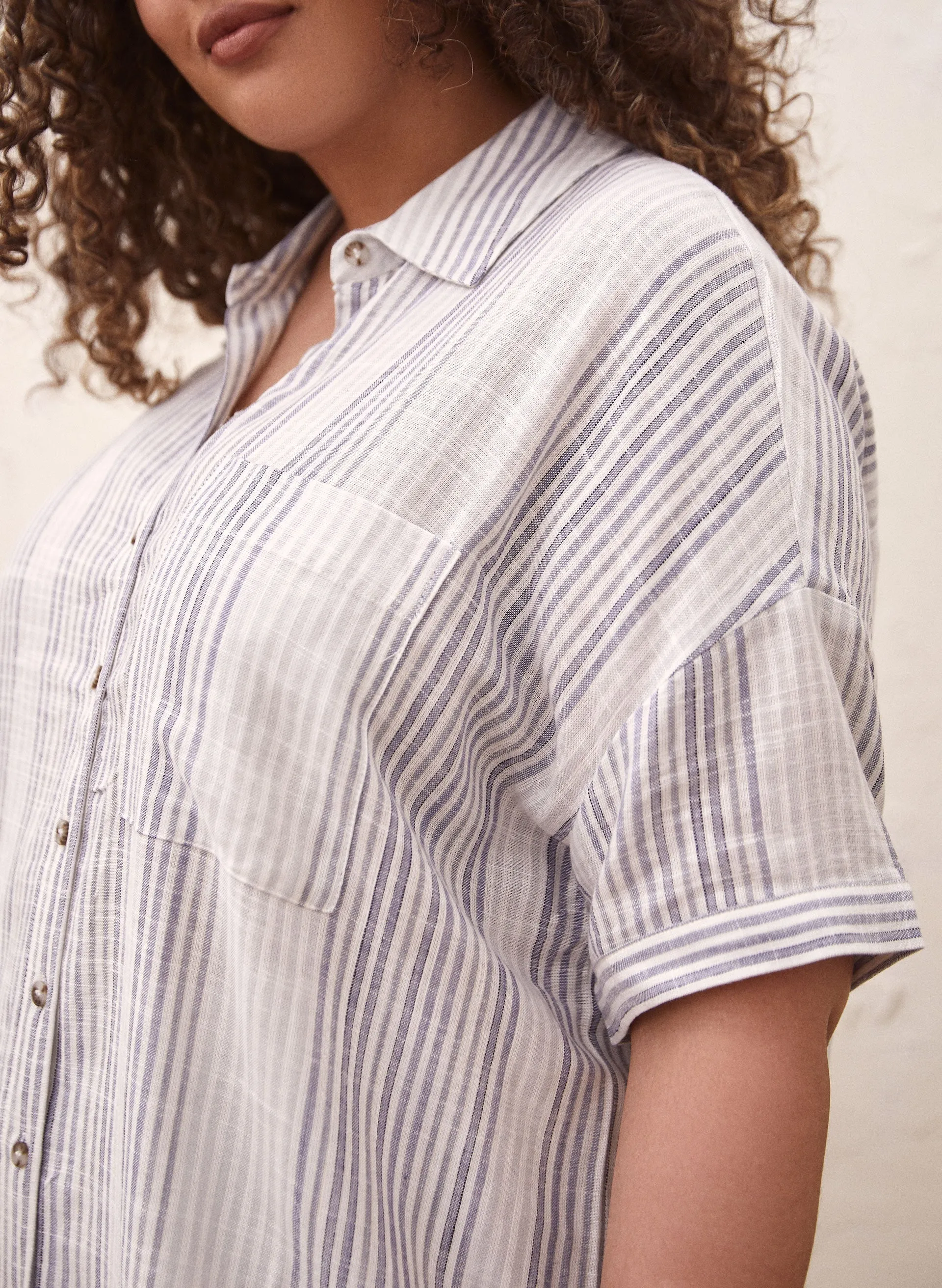Laura Dex - Stripe Print Linen Top Laura Dex - Stripe Print Linen Top - Image 1