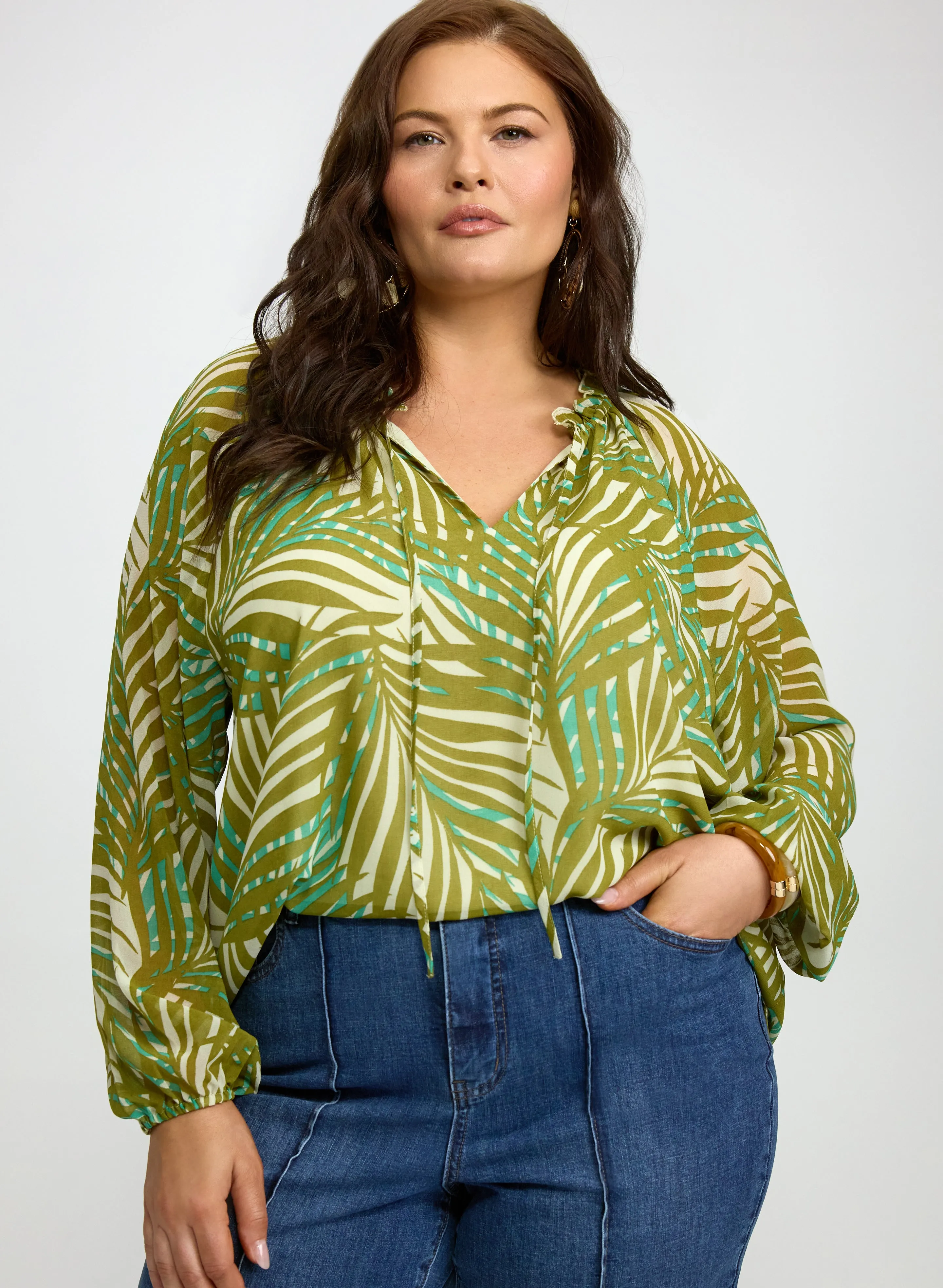 Laura Melanie Lyne - Frilled Palm Print Blouse Laura Melanie Lyne - Frilled Palm Print Blouse - Image 1
