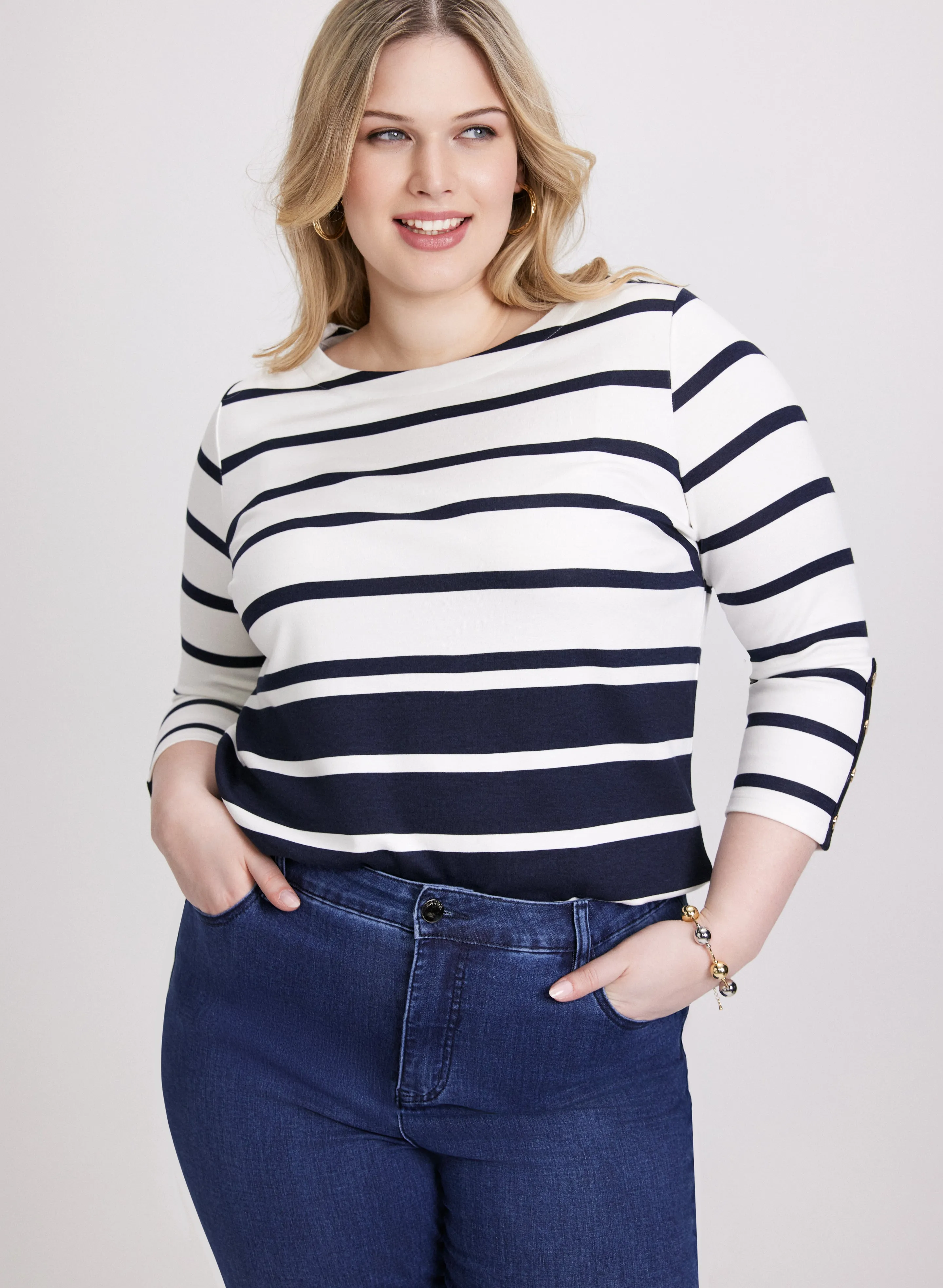 Laura Striped Button Detail Top Laura Striped Button Detail Top - Image 1