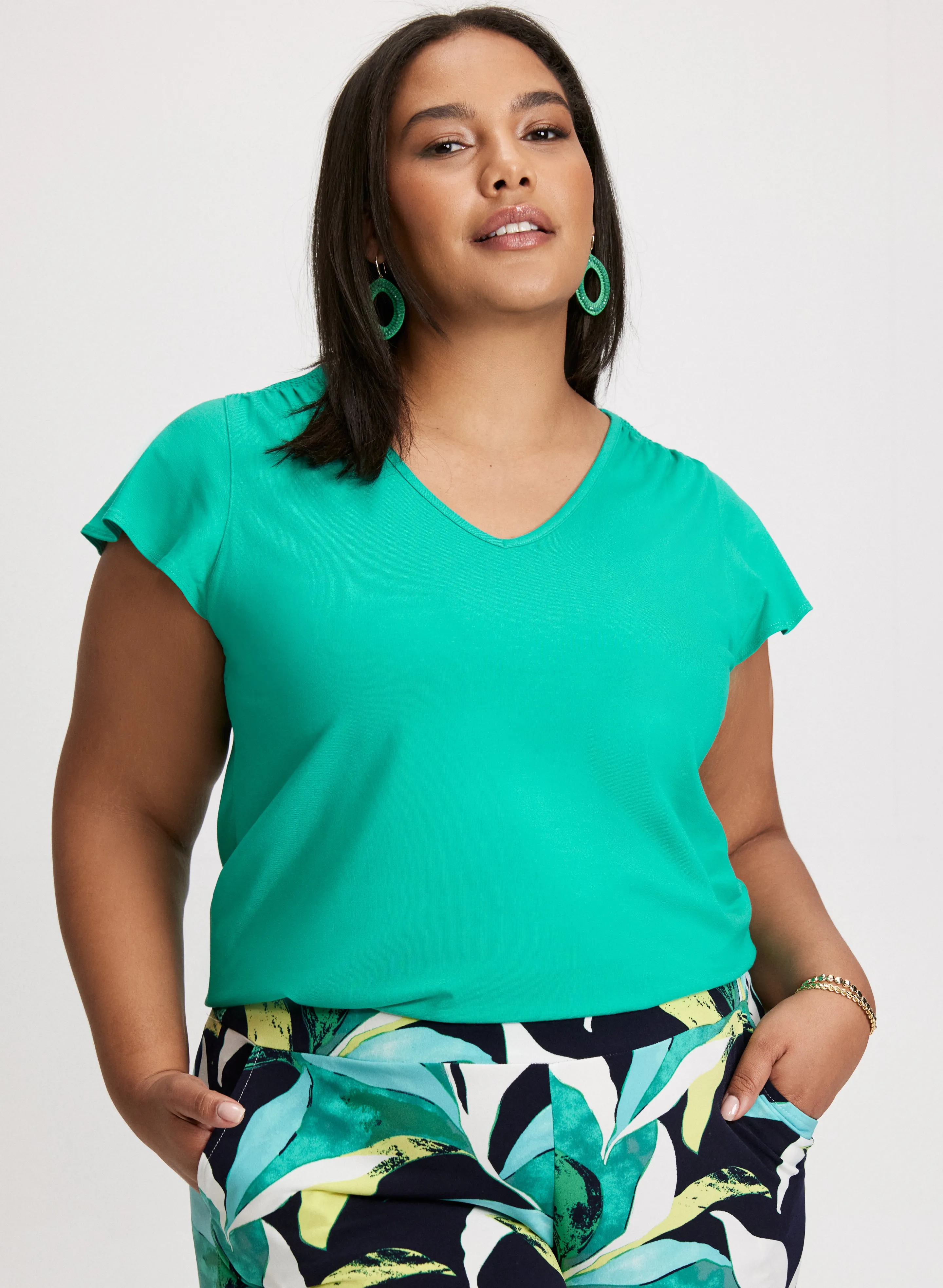 Laura Ruched Detail Cap Sleeve T-Shirt Laura Ruched Detail Cap Sleeve T-Shirt - Image 1
