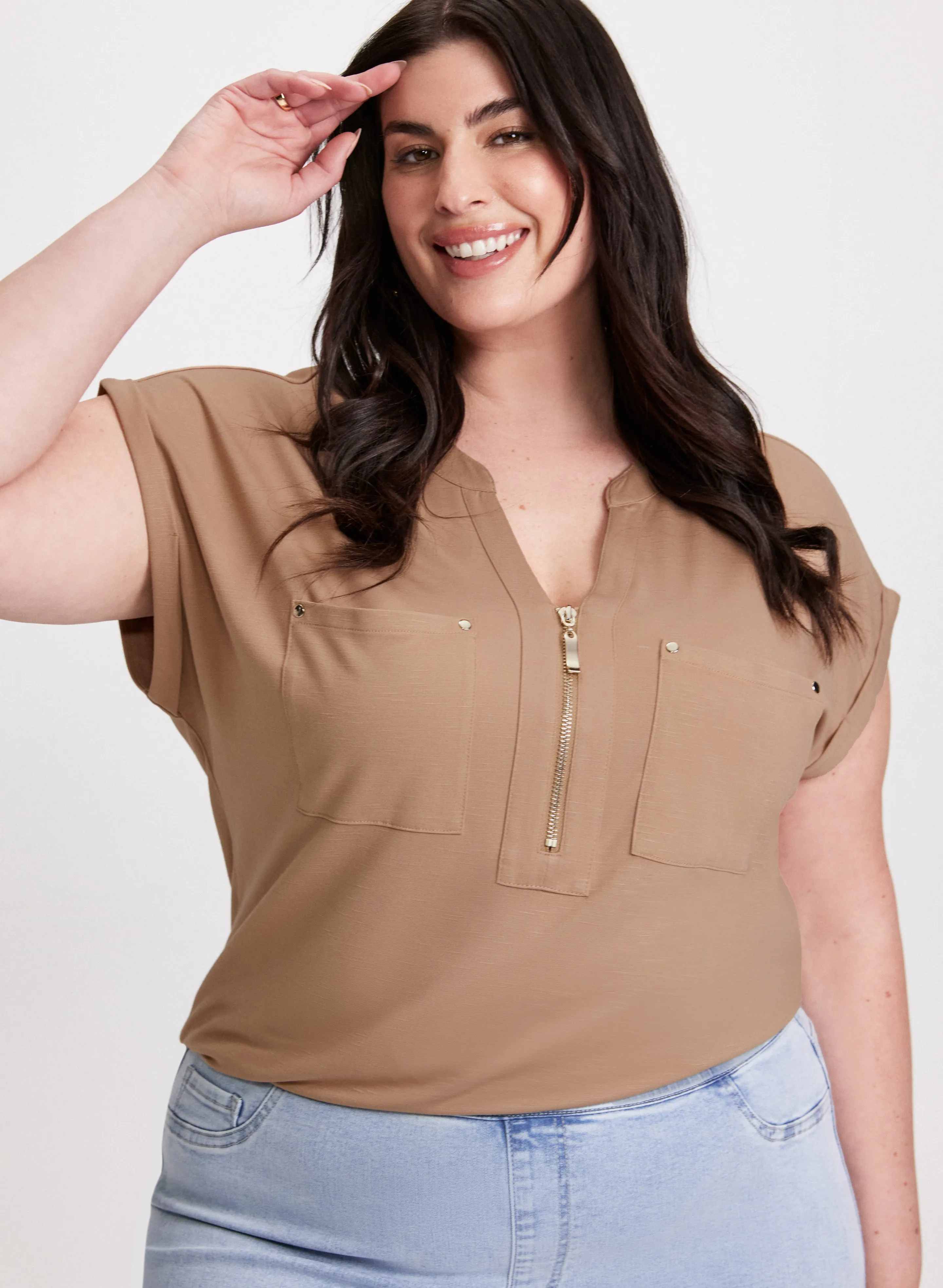 Laura Zipper Neckline T-Shirt Laura Zipper Neckline T-Shirt - Image 1