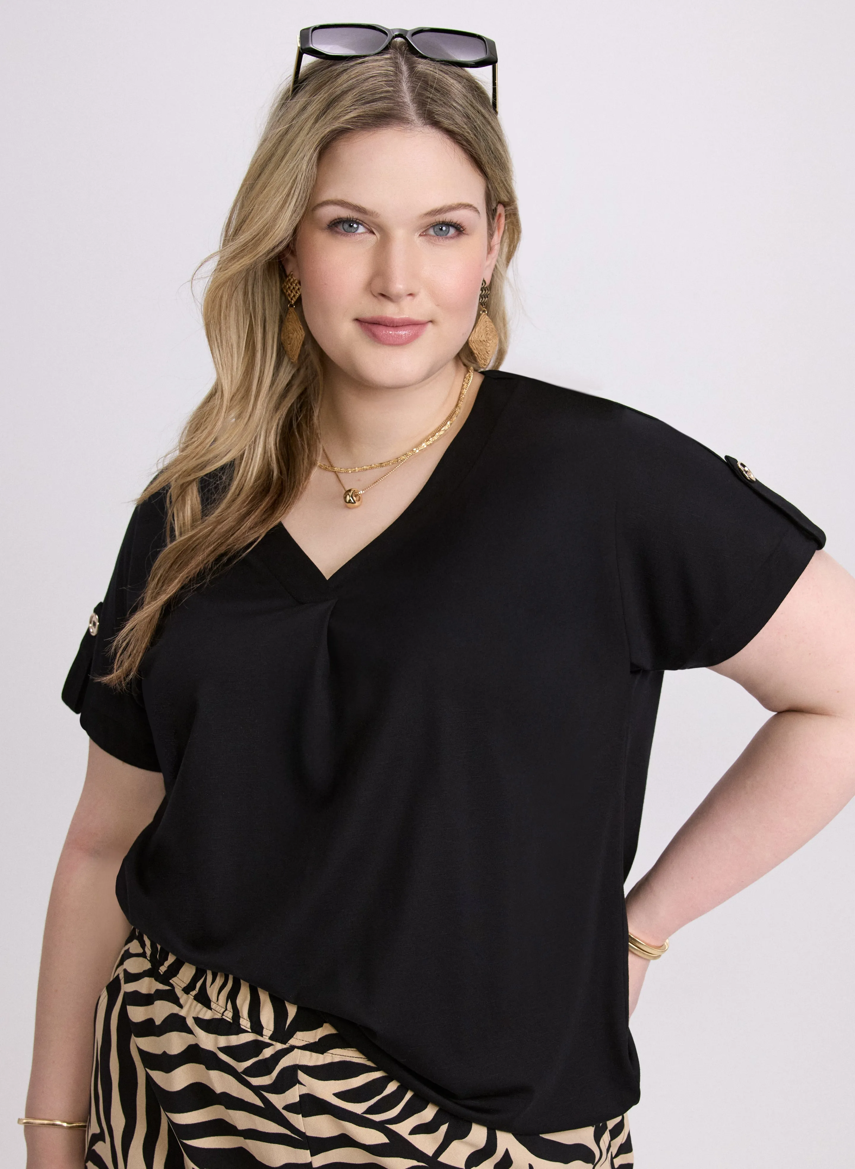 Laura V-Neck Slub T-Shirt Laura V-Neck Slub T-Shirt - Image 1
