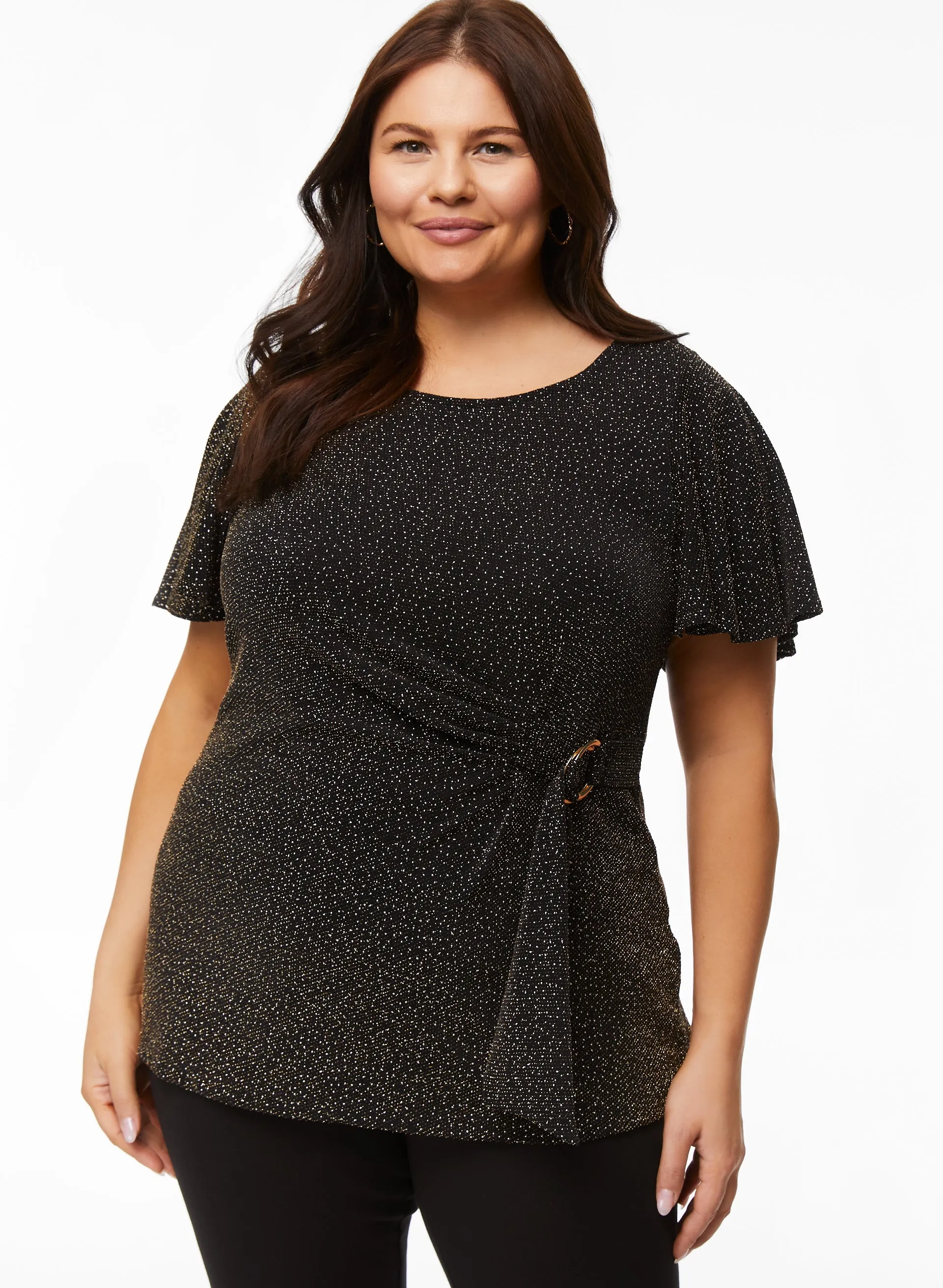 Laura Short Sleeve Buckle Detail Top Laura Short Sleeve Buckle Detail Top - Image 1